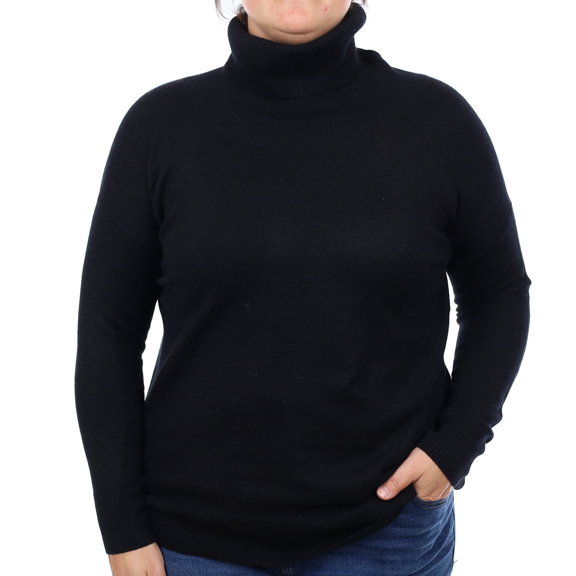 Black Cashmere Cowl Neck Jumper Large
