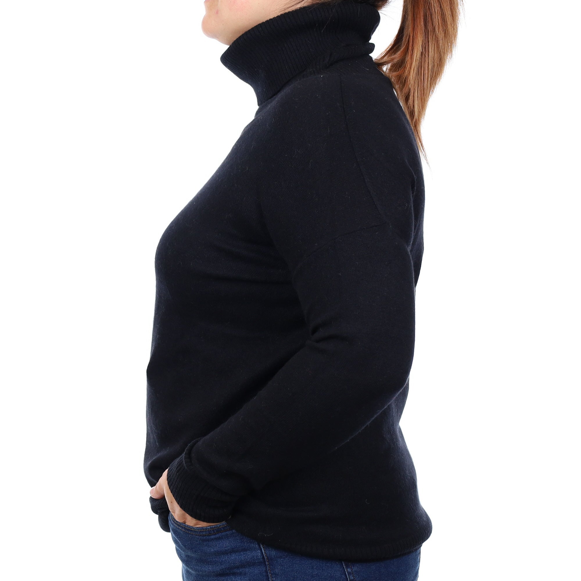 Black Cashmere Cowl Neck Jumper Large