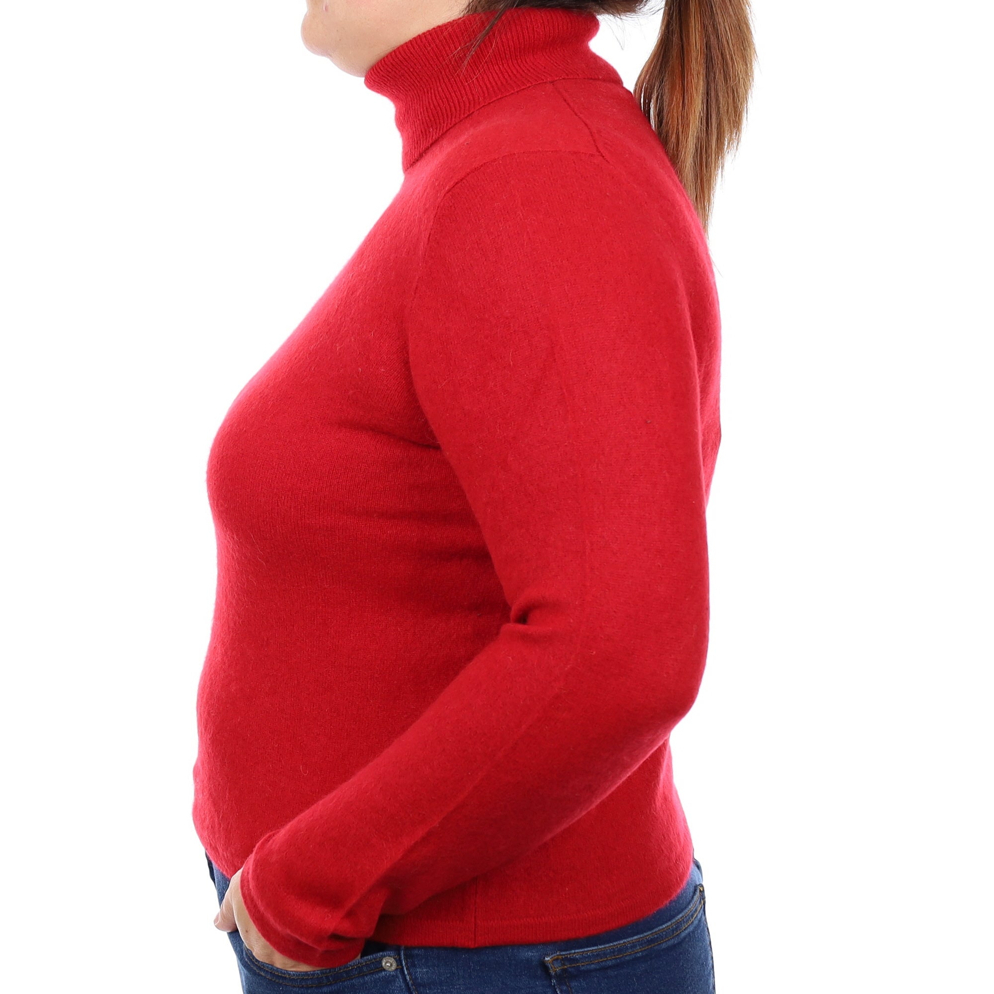 Berry Red Cashmere Polo Neck Jumper Large