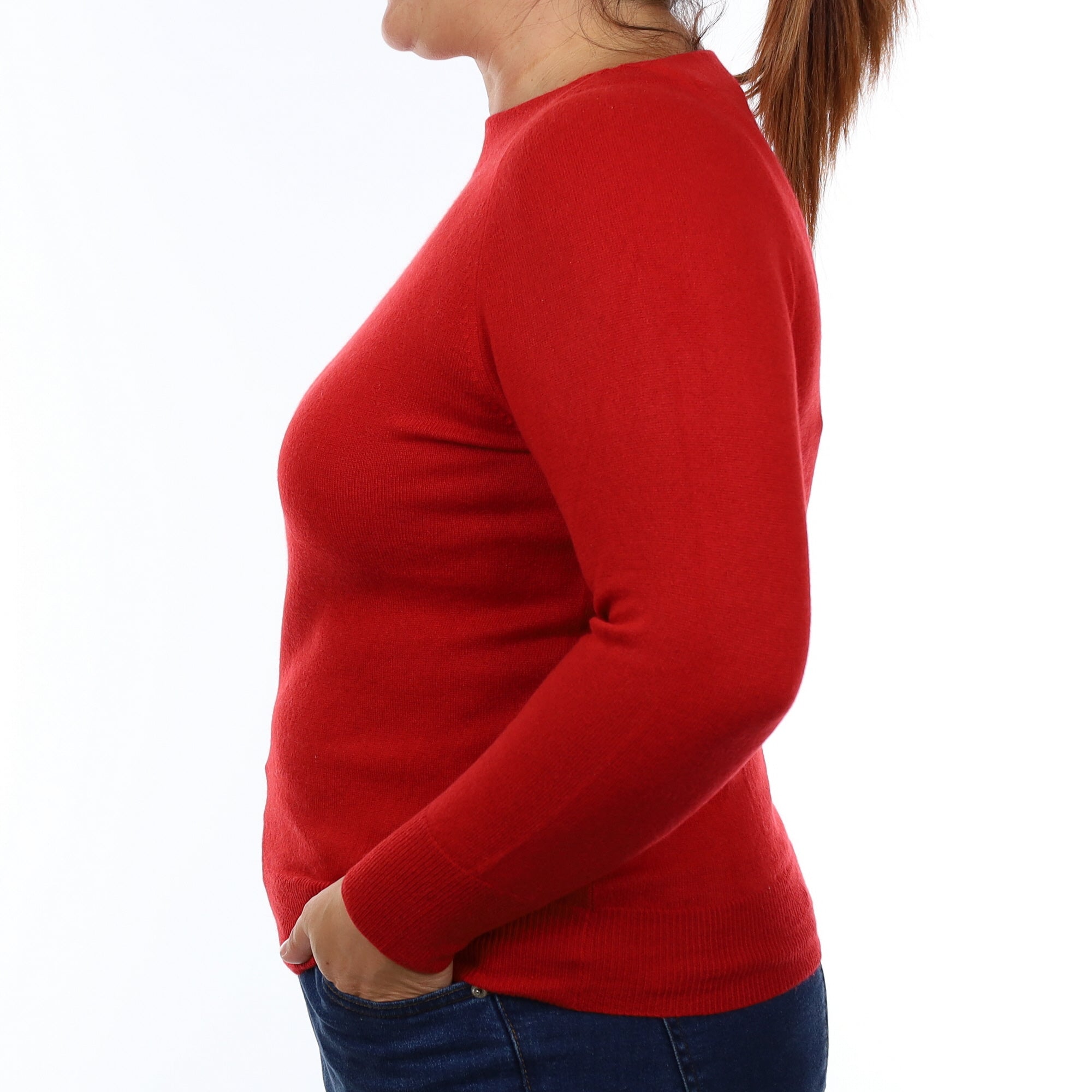 Spanish Red Cashmere Boat Neck Jumper Large