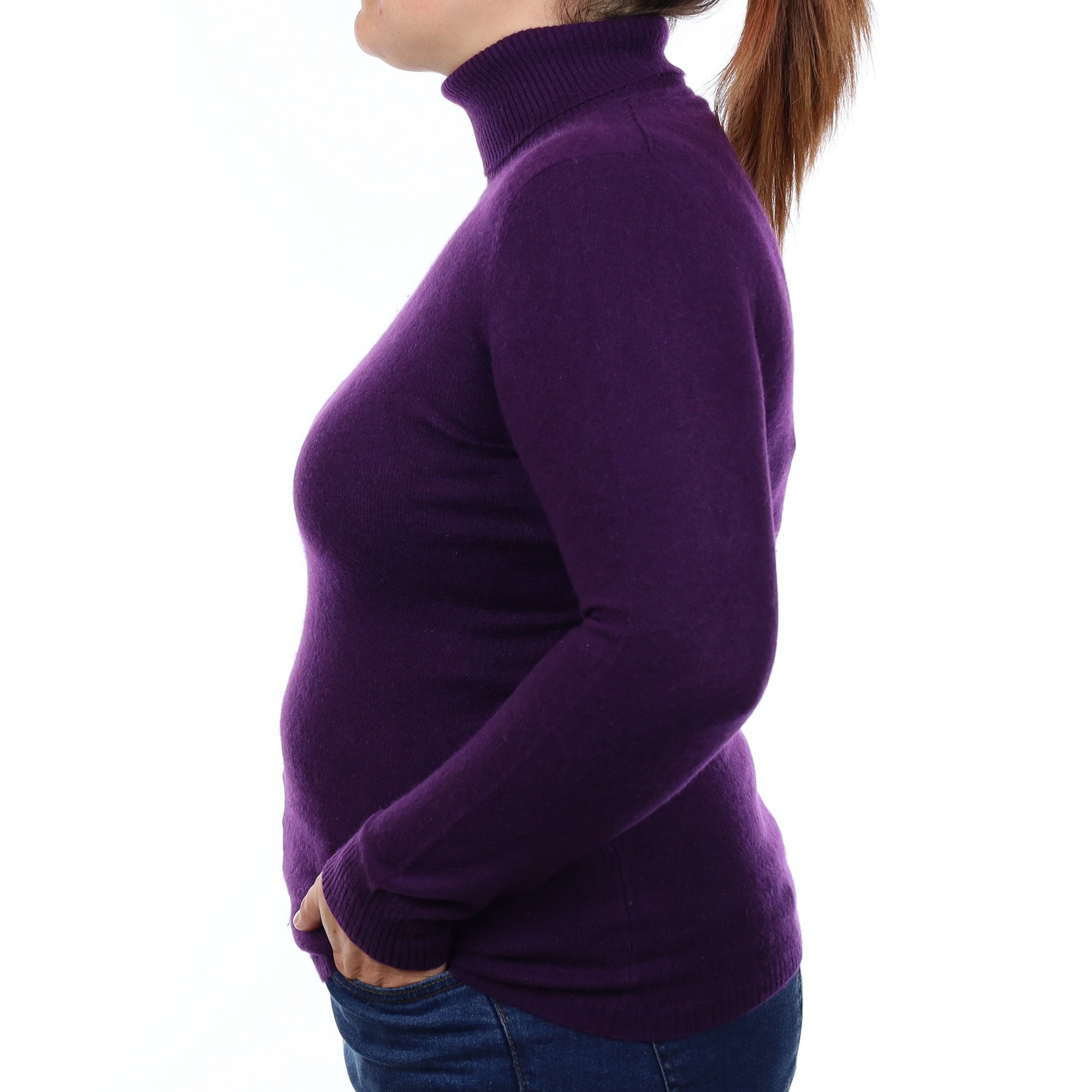 Iris Purple Cashmere Polo Neck Jumper Large