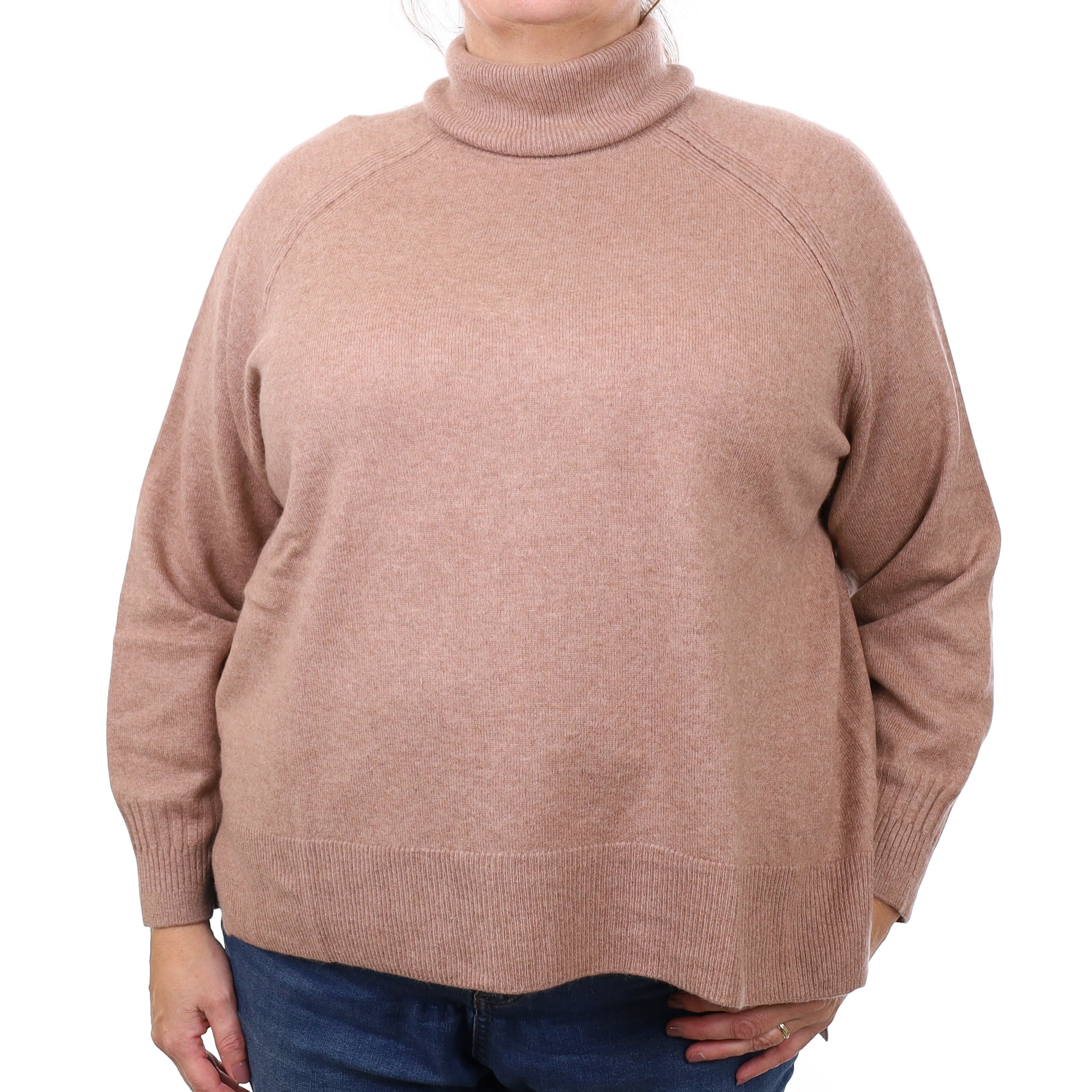 Whistles Fudge Brown Cashmere Boxy Polo Neck Jumper Extra Large