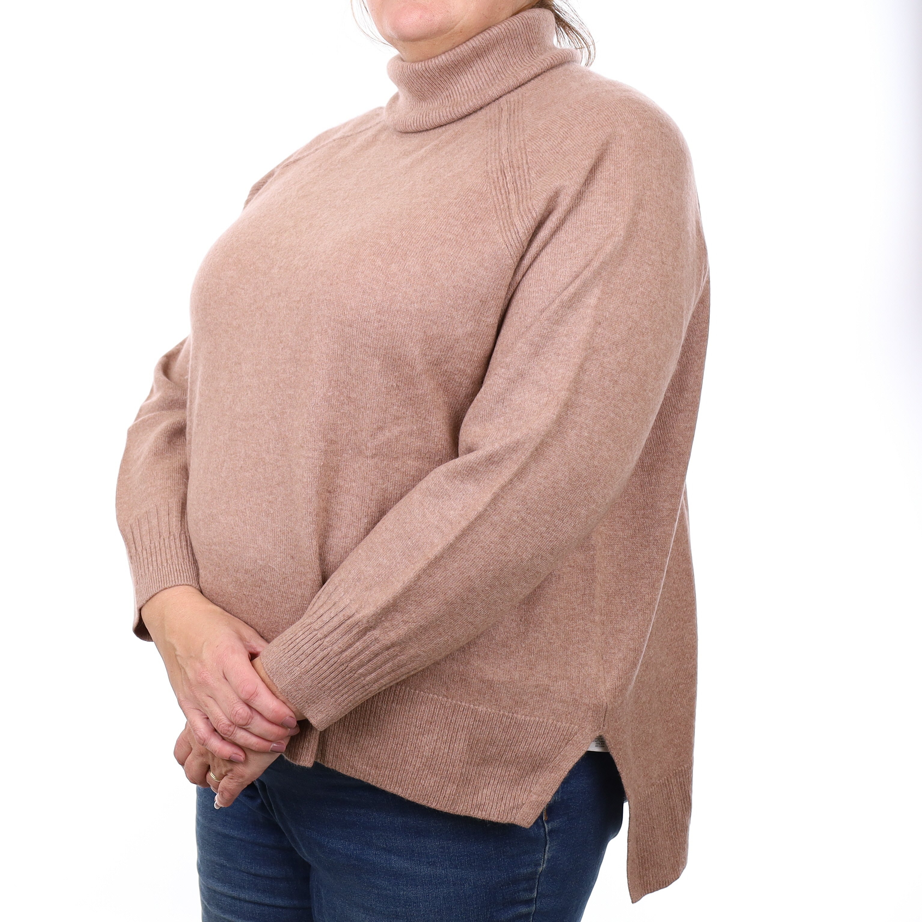 Whistles Fudge Brown Cashmere Boxy Polo Neck Jumper Extra Large