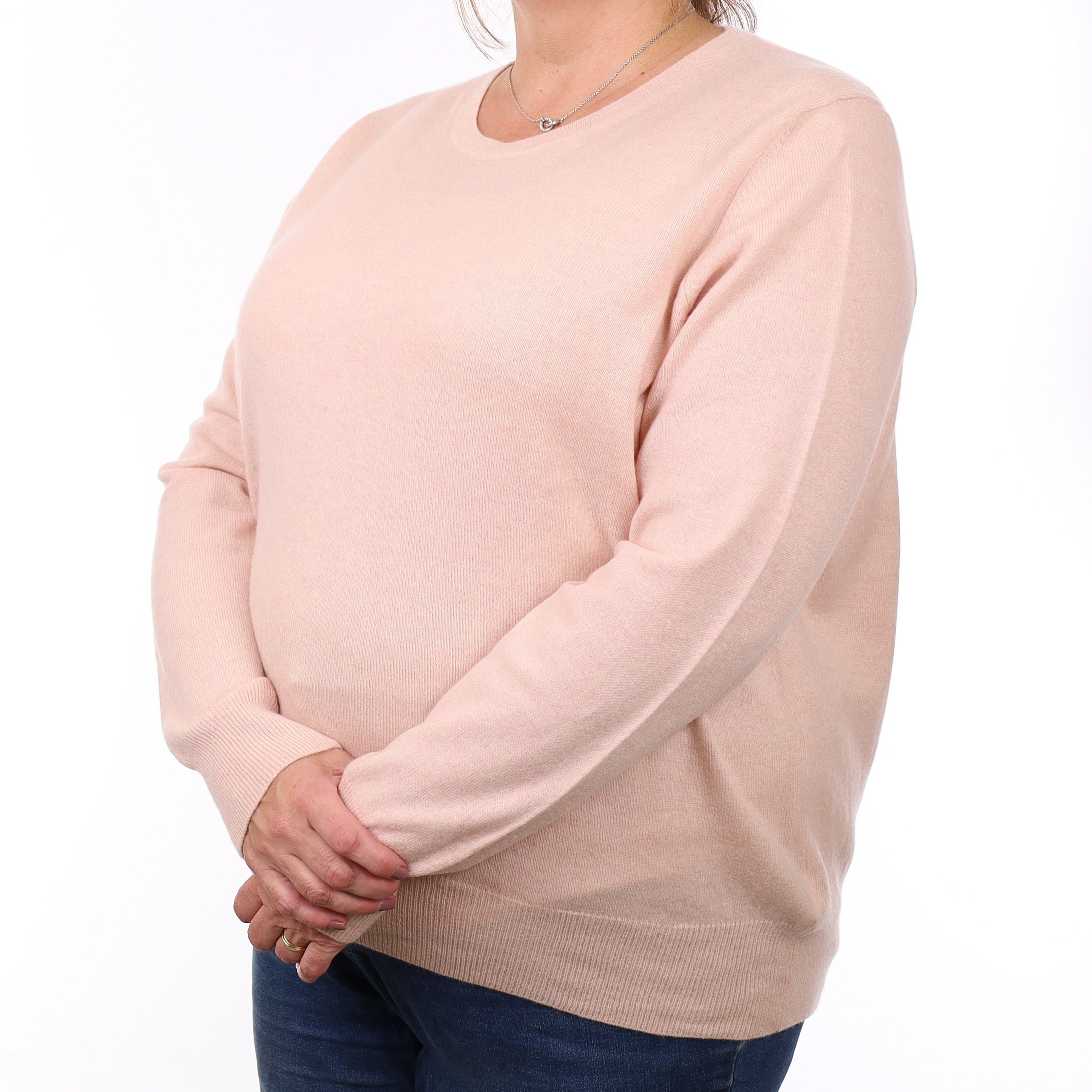 Shell Pink Cashmere Crew Neck Jumper 3XL