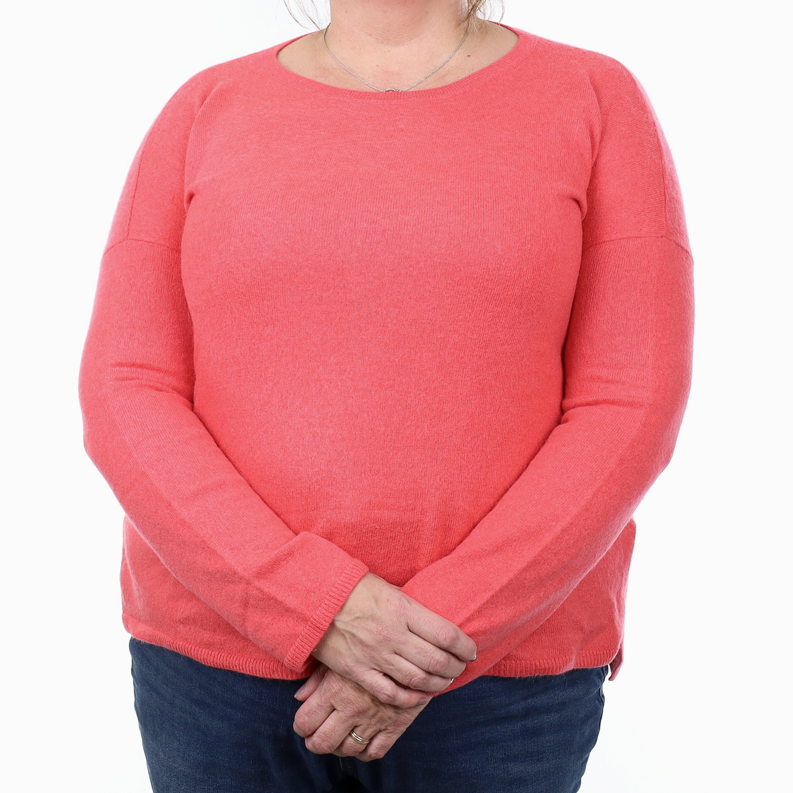 Coral Pink Cashmere Crew Neck Jumper Extra Large