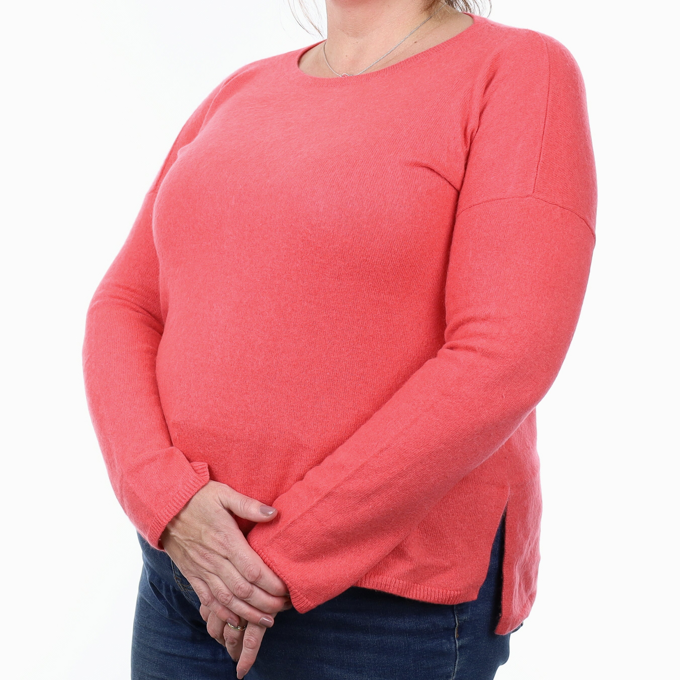 Coral Pink Cashmere Crew Neck Jumper Extra Large