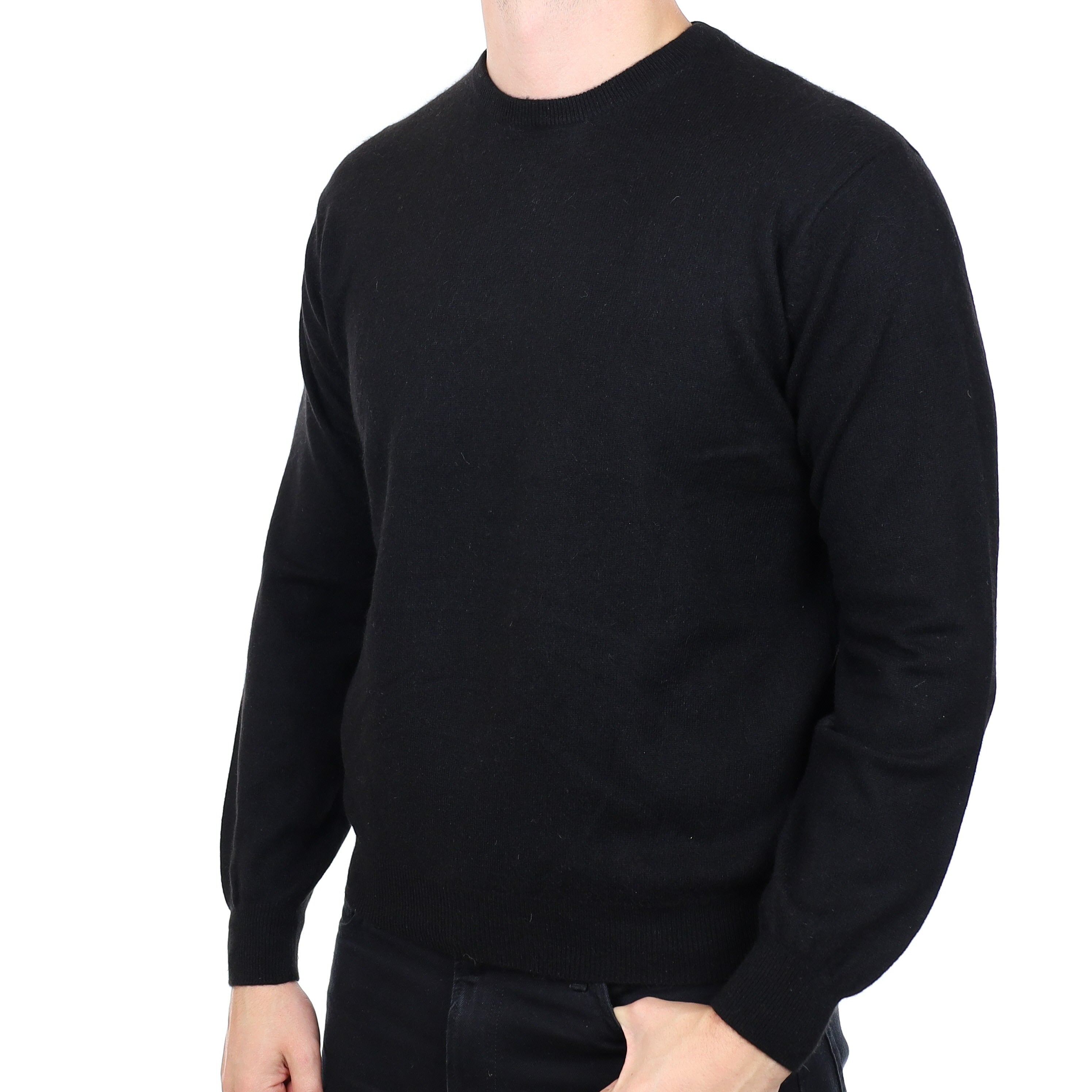 Men's Black Cashmere Crew Neck Jumper XL