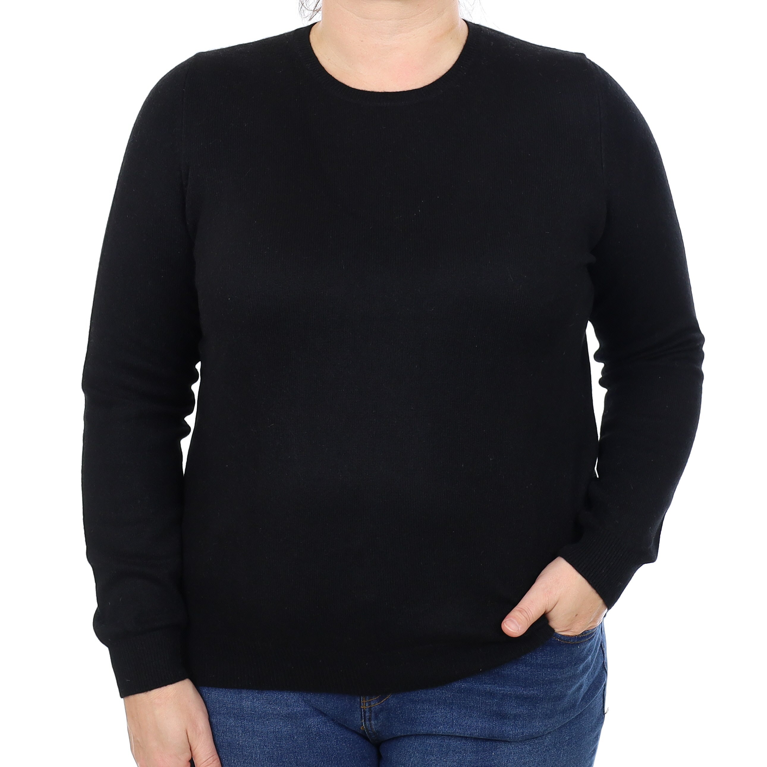 Black Cashmere Crew Neck Jumper Large