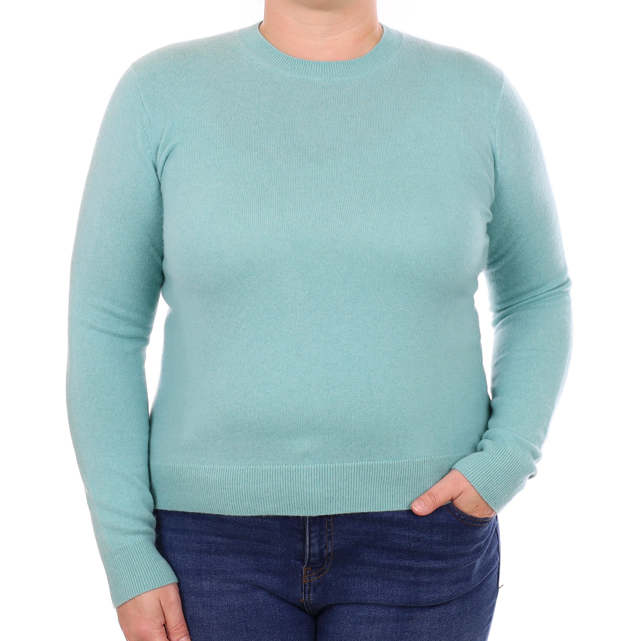 Mint Green Cashmere Crew Neck Jumper Large