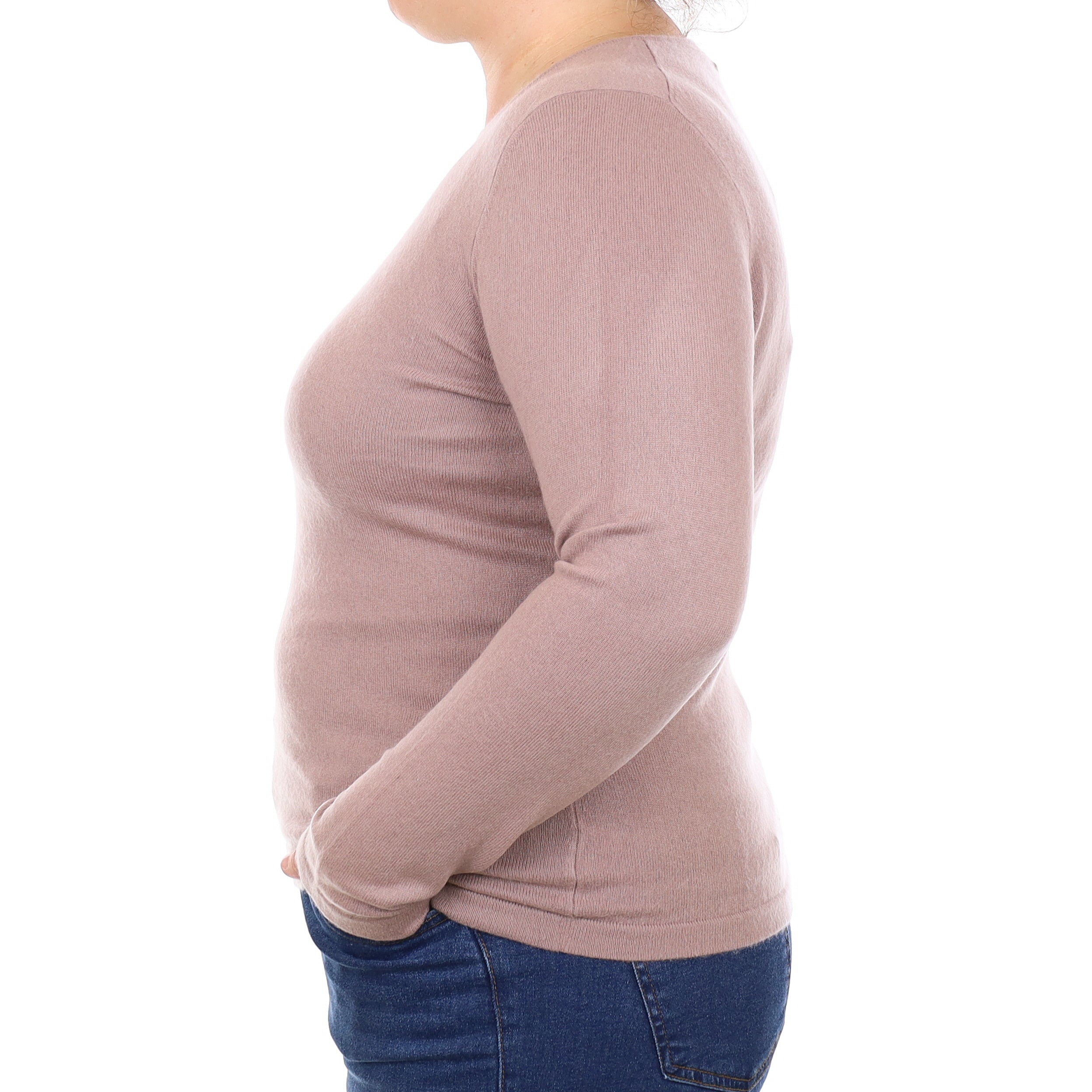 Antique Mauve Cashmere Crew Neck Jumper Large