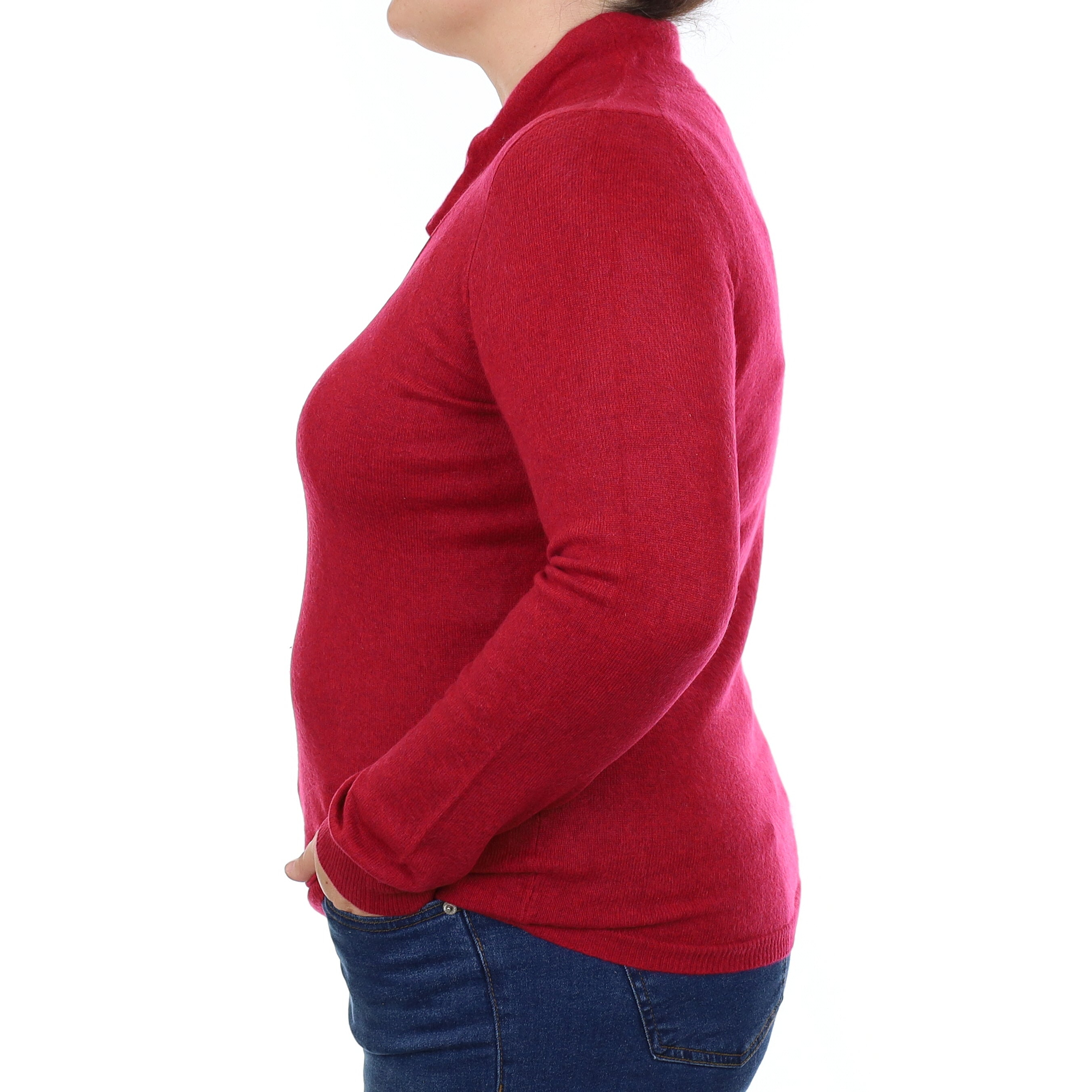 Cranberry Red Cashmere Funnel Neck Jumper Large