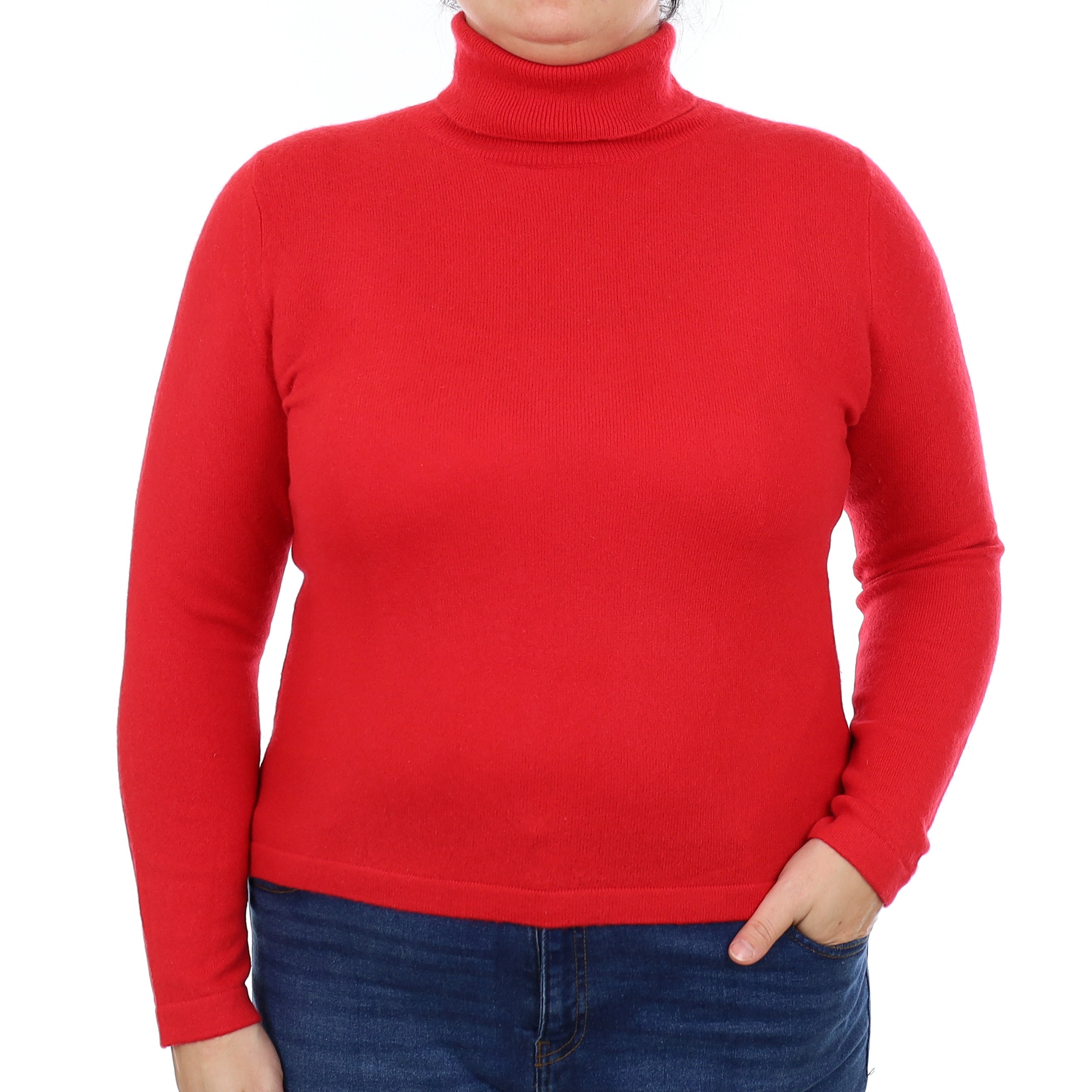 Berry Red Cashmere Polo Neck Jumper Large