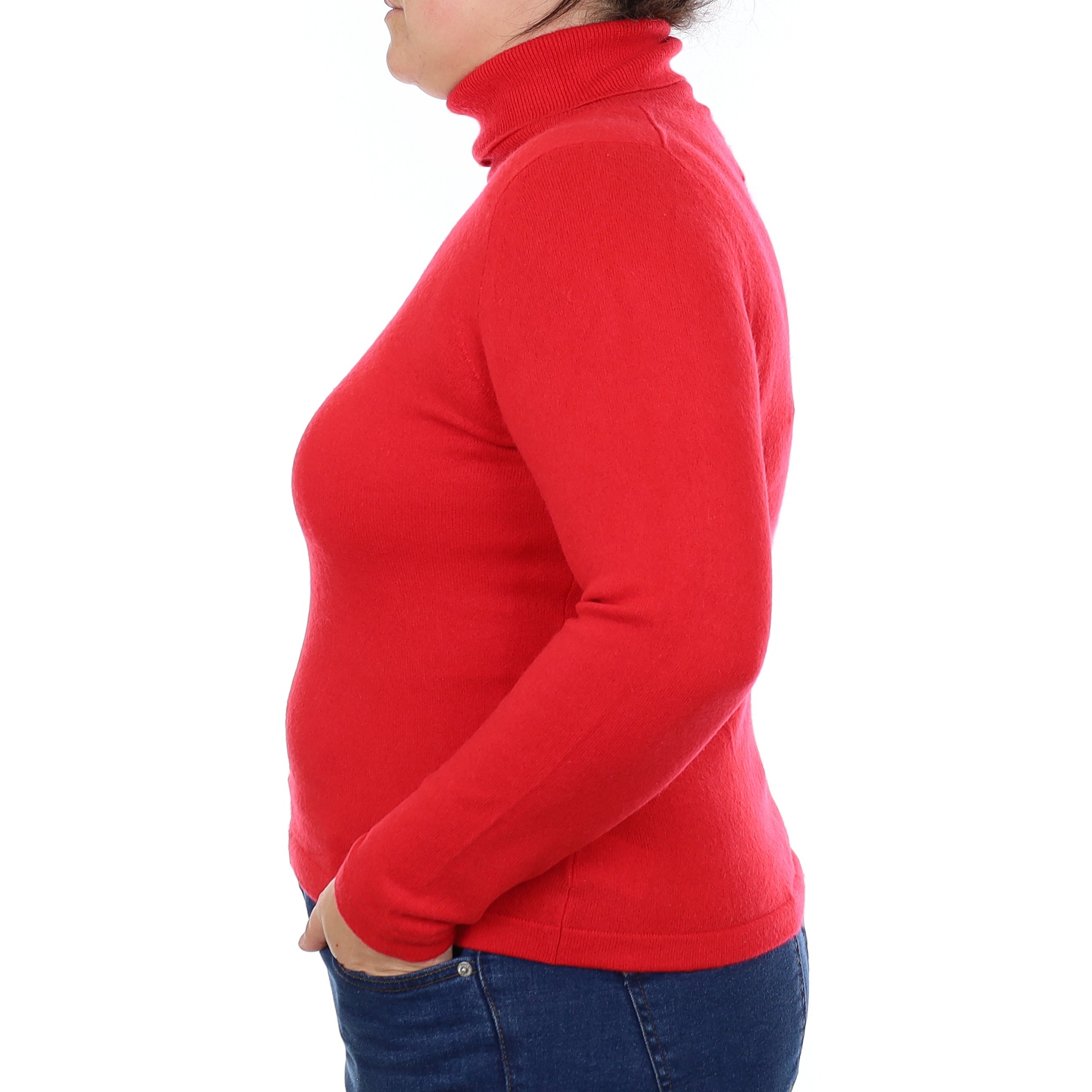 Berry Red Cashmere Polo Neck Jumper Large