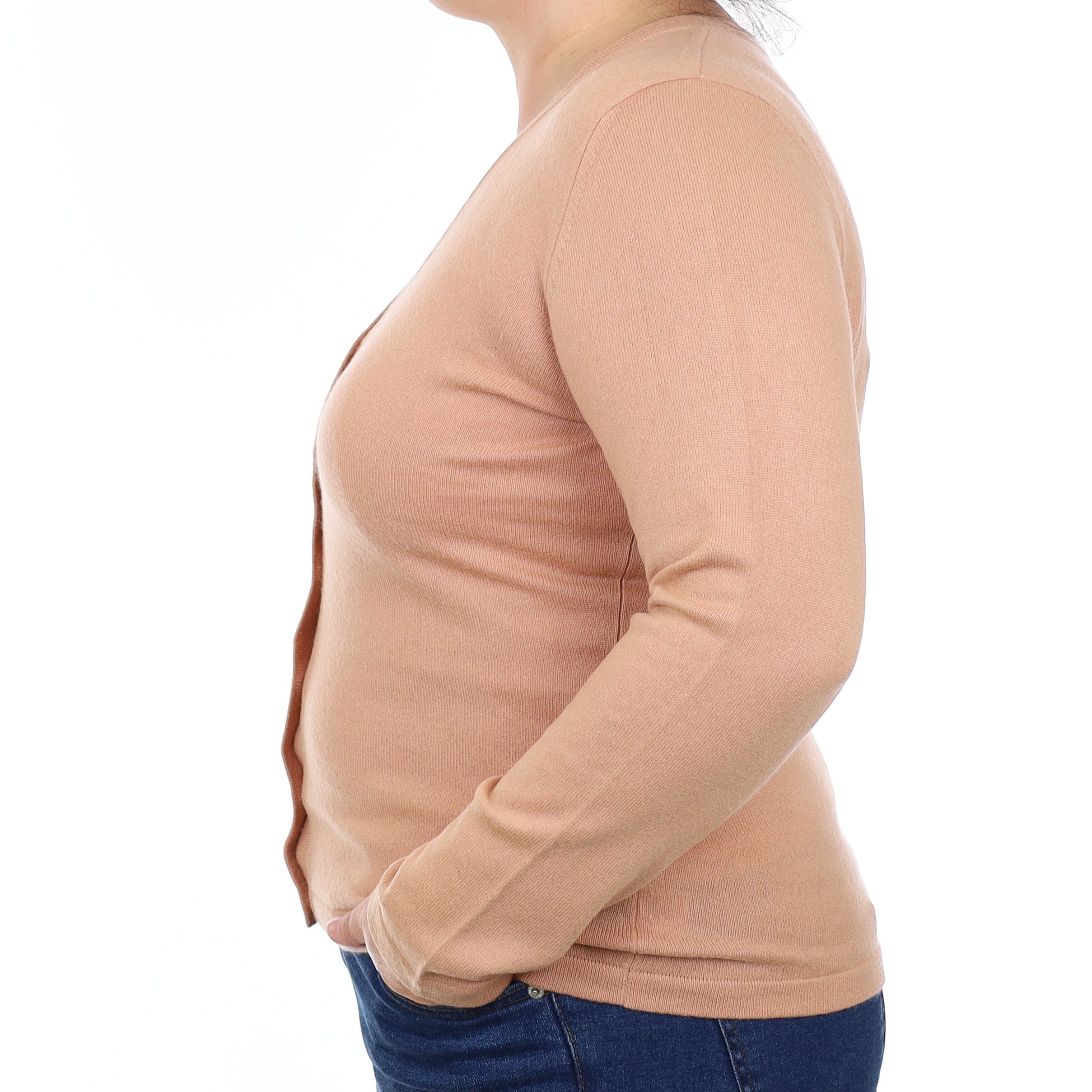 Deep Nude Cashmere V Neck Cardigan Large