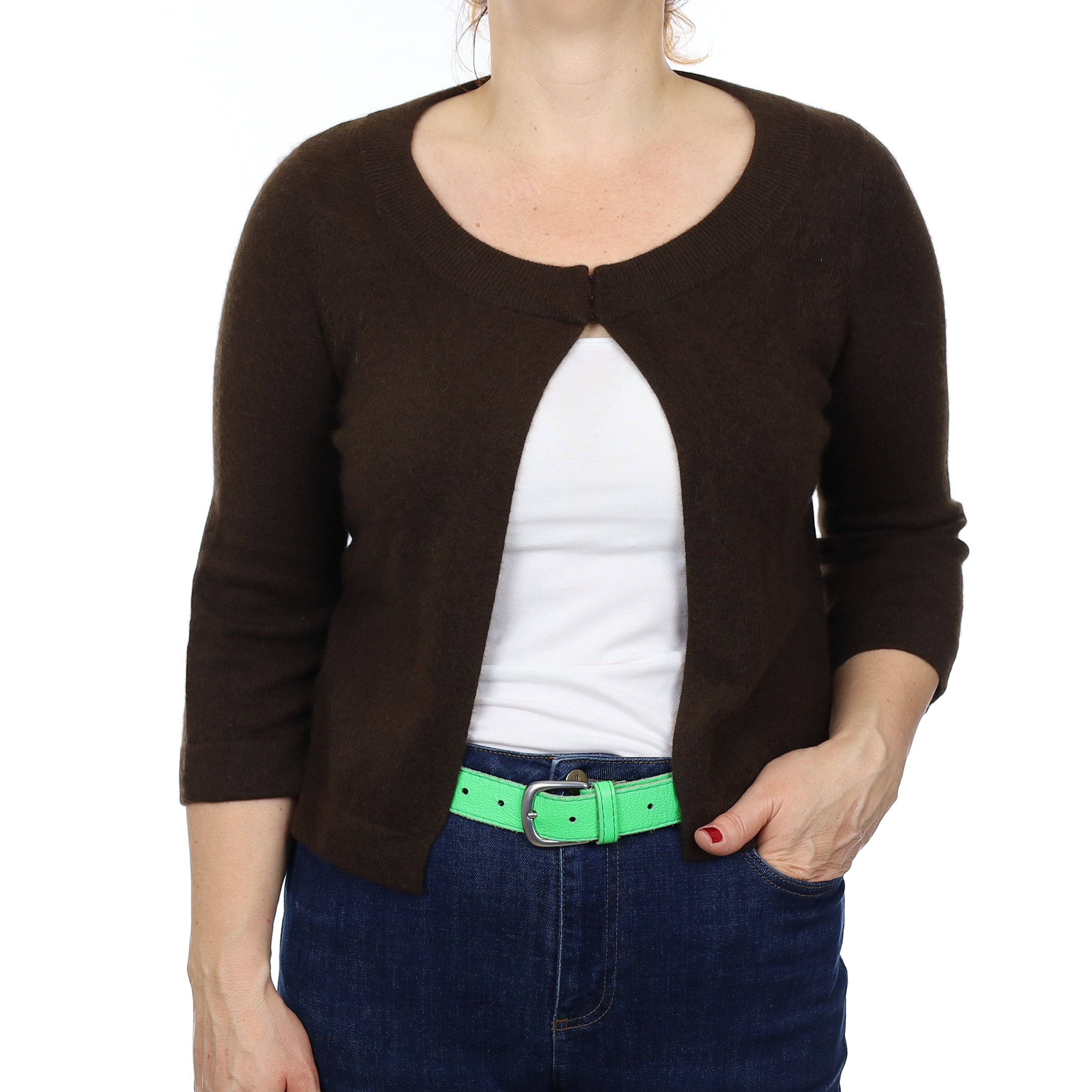 Chocolate Brown Cashmere Swing Style Cardigan Medium