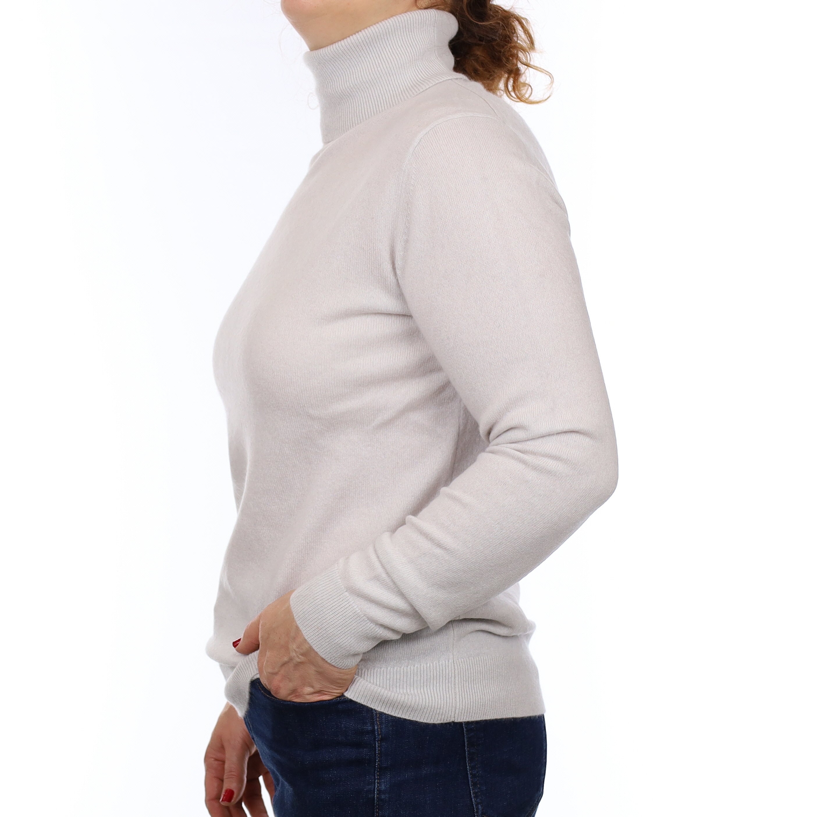 Reiss Frost Grey Cashmere Polo Neck Jumper Medium