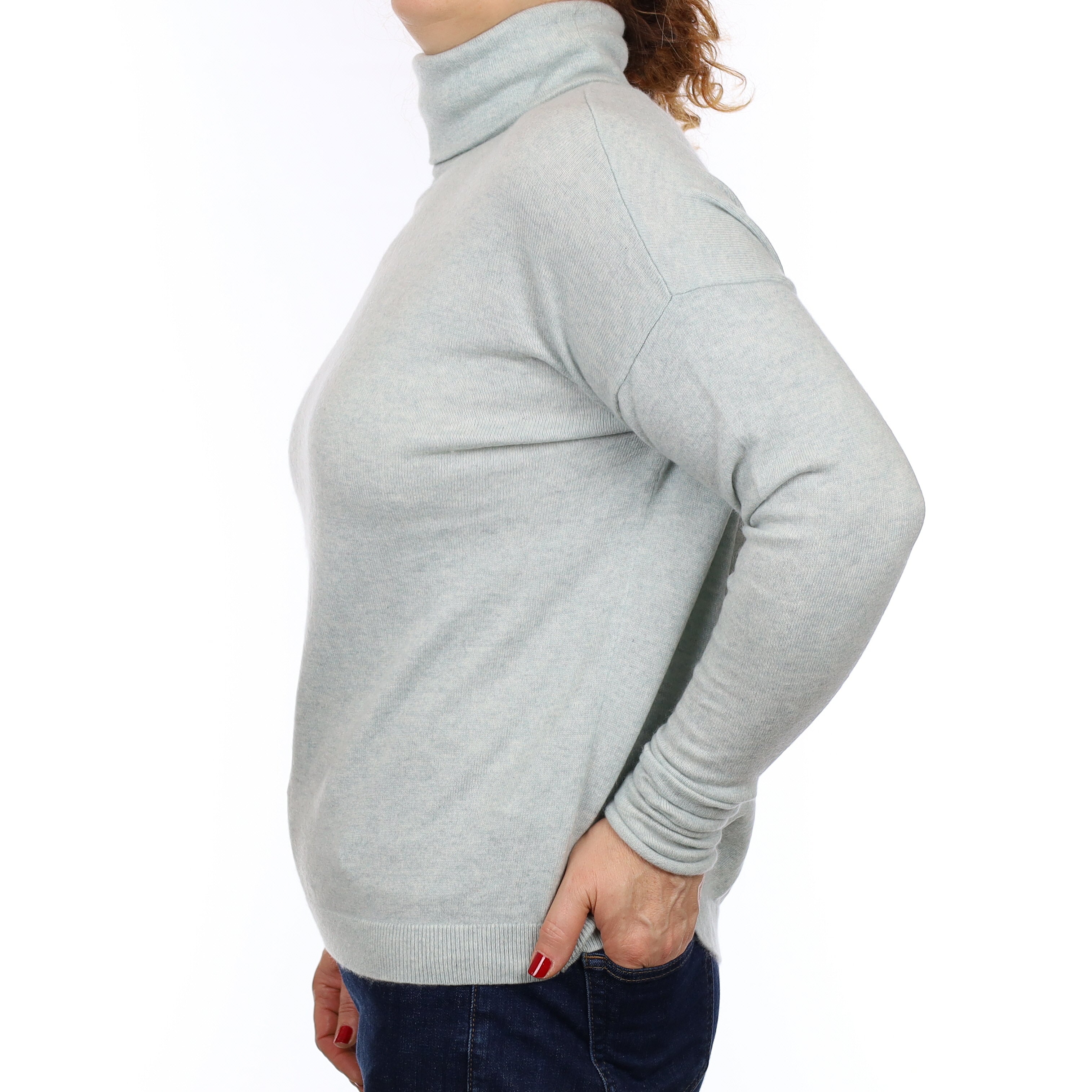 Cos Hazy Mint Cashmere Slouchy Polo Neck Jumper Medium