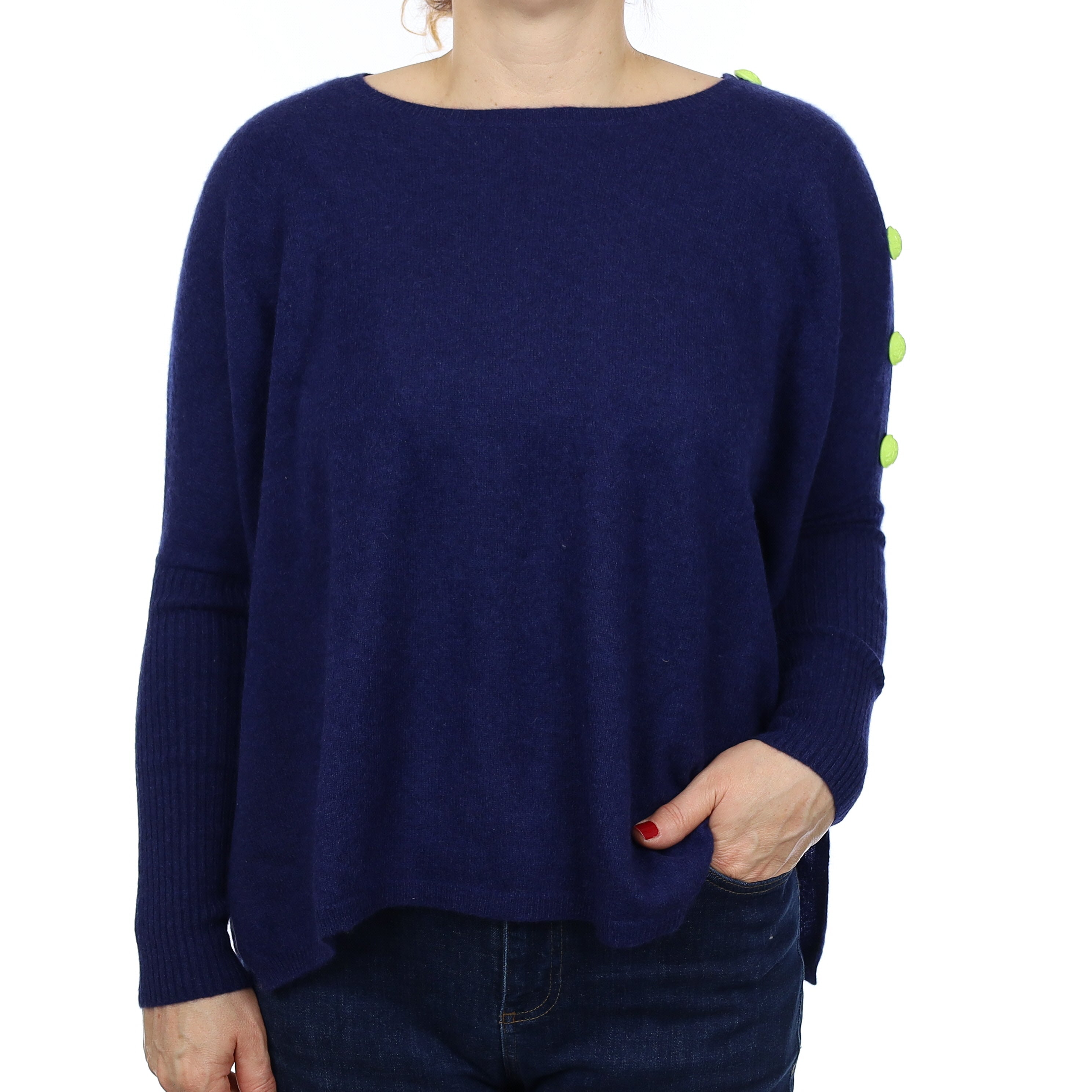 Notshy French Navy Cashmere Slouchy Crew Neck Jumper Medium