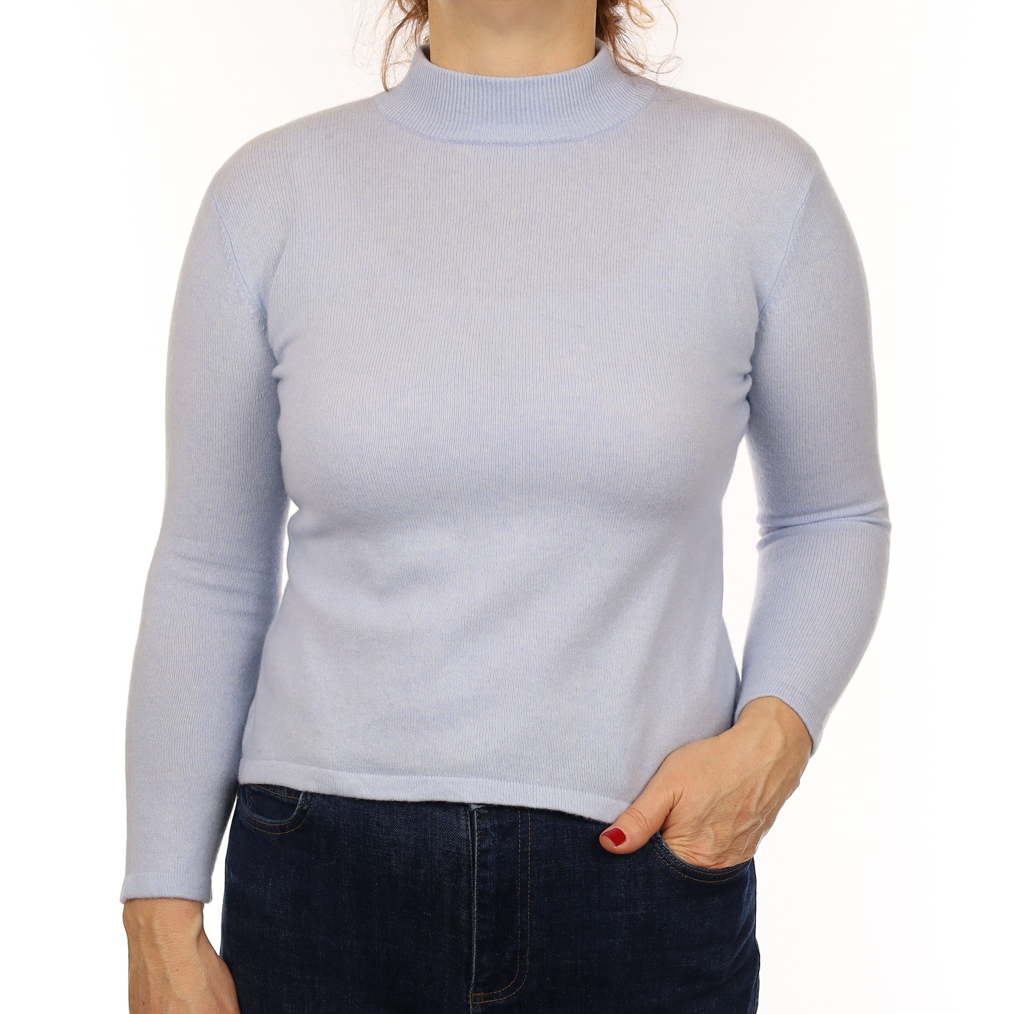 Baby Blue Cashmere Turtleneck Jumper Medium