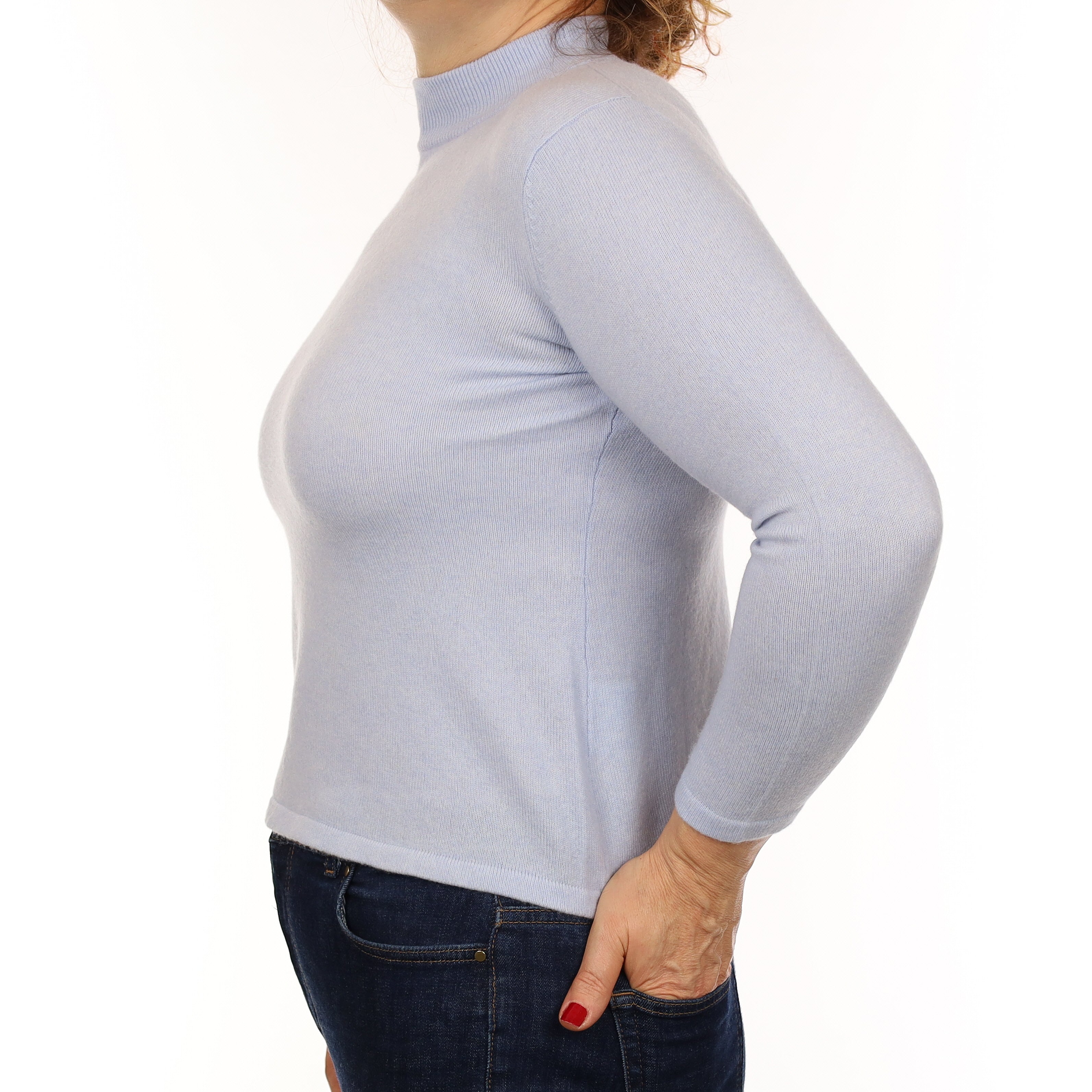 Baby Blue Cashmere Turtleneck Jumper Medium