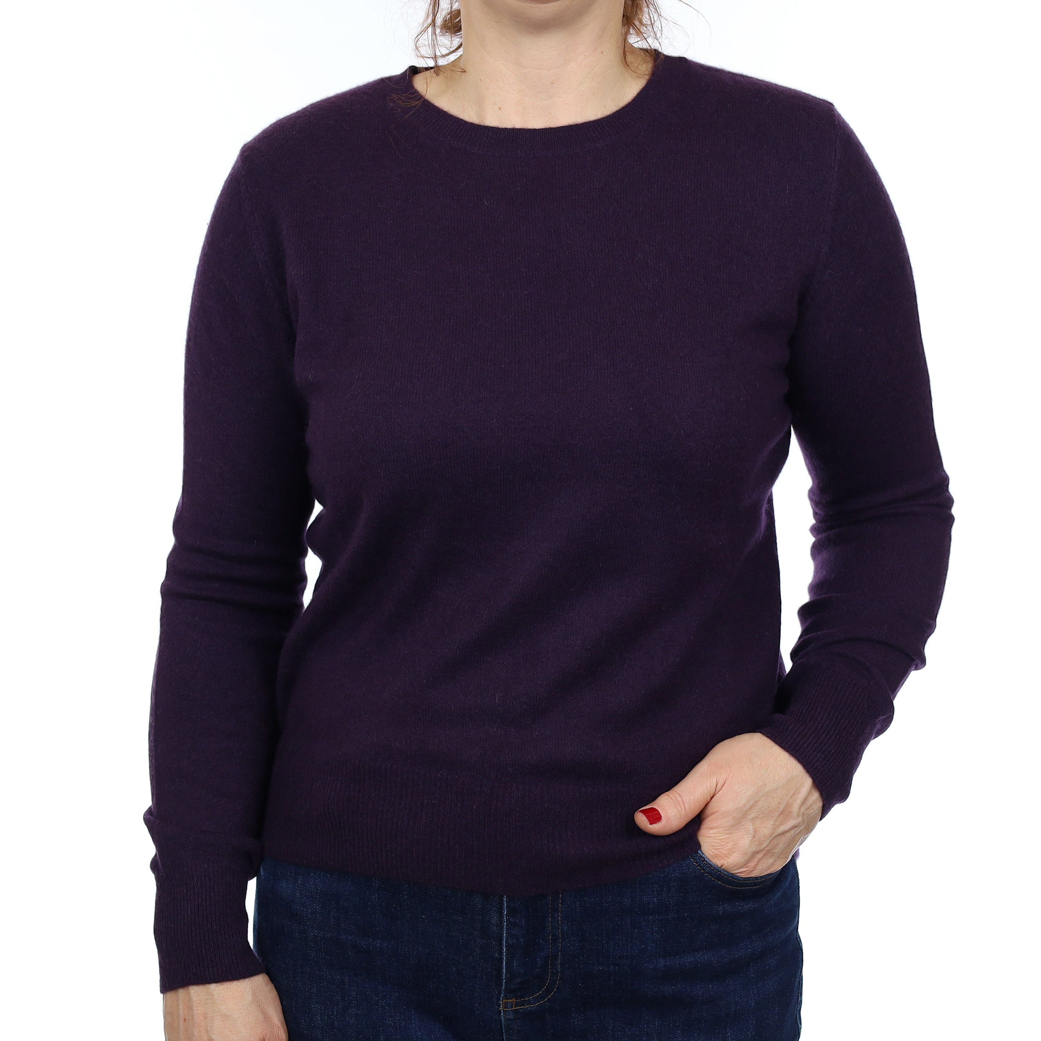 Shadow Purple Cashmere Crew Neck Jumper Medium