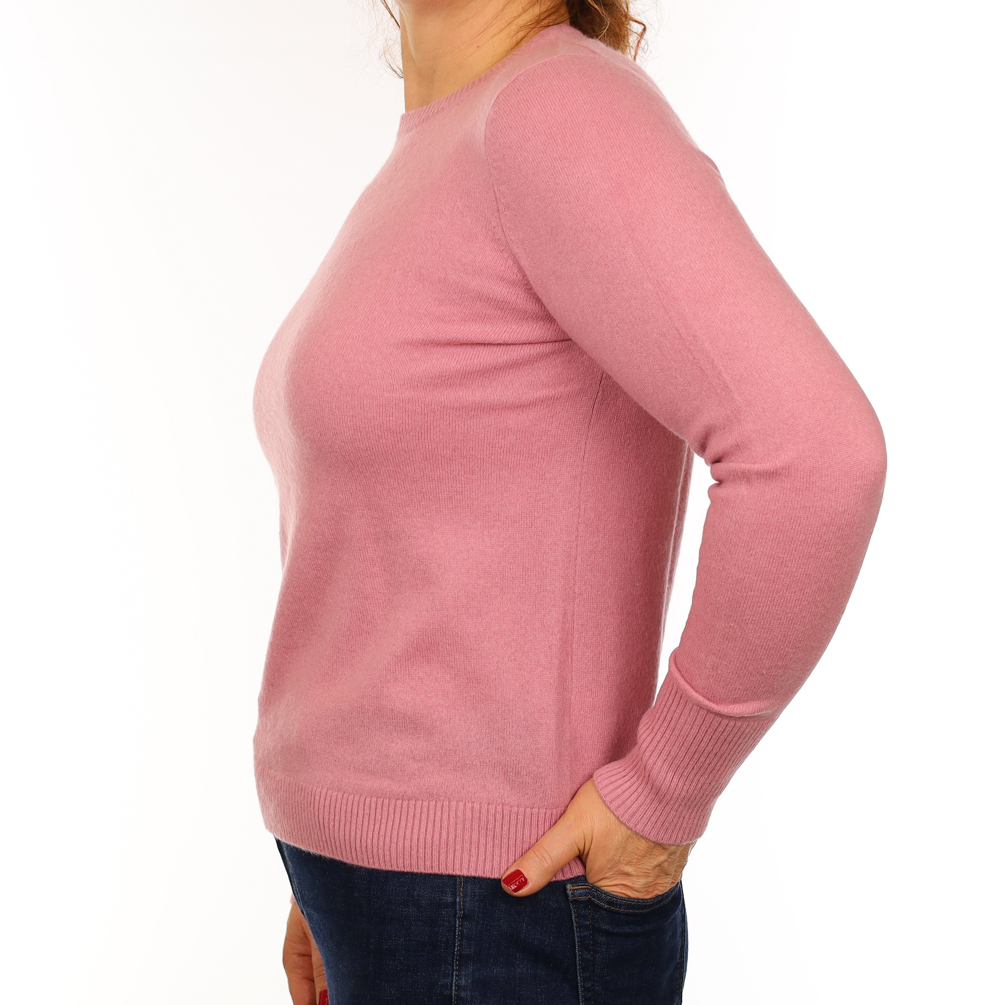 Hazy Pink Cashmere Crew Neck Jumper Medium
