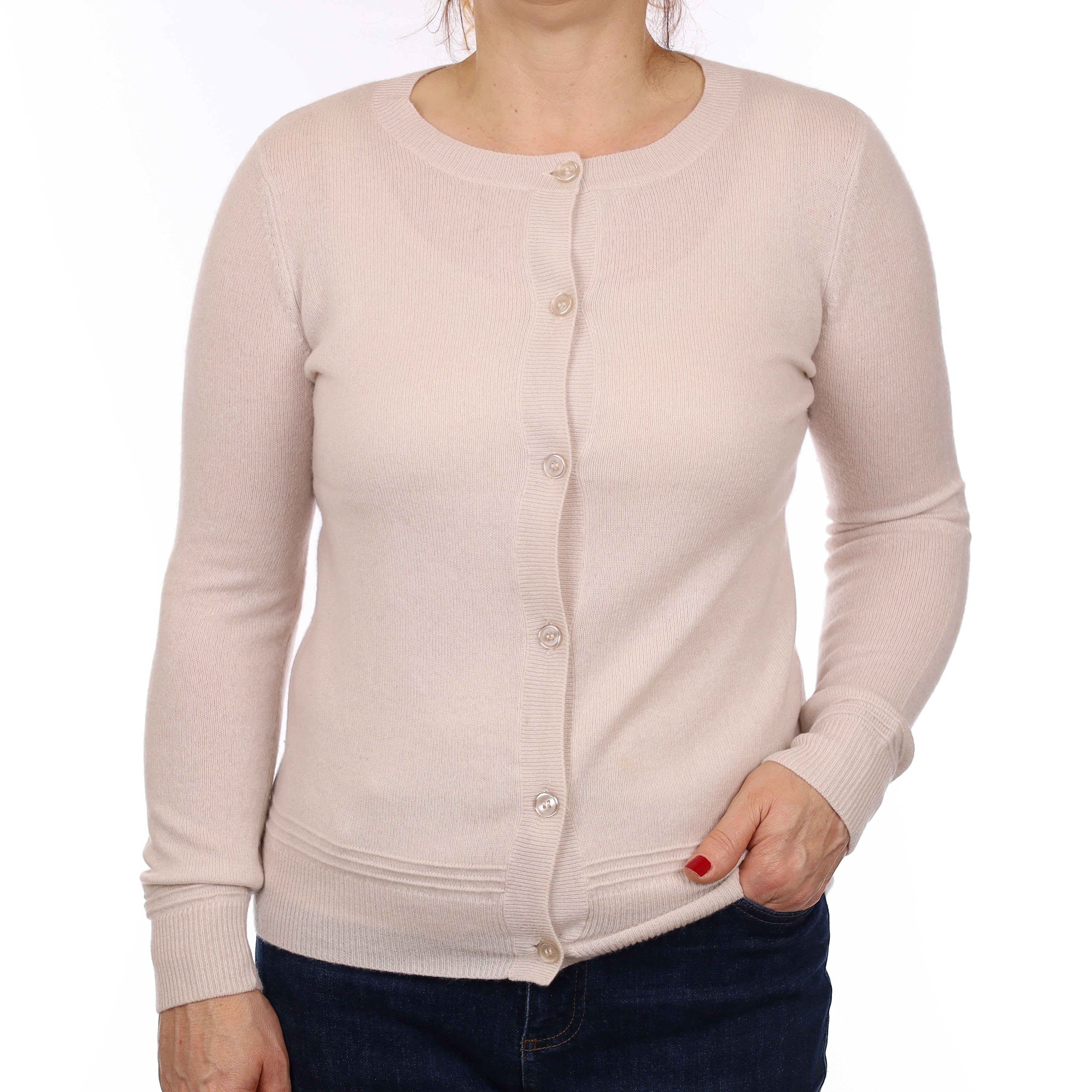 Alabaster Cashmere Crew Neck Cardigan Medium