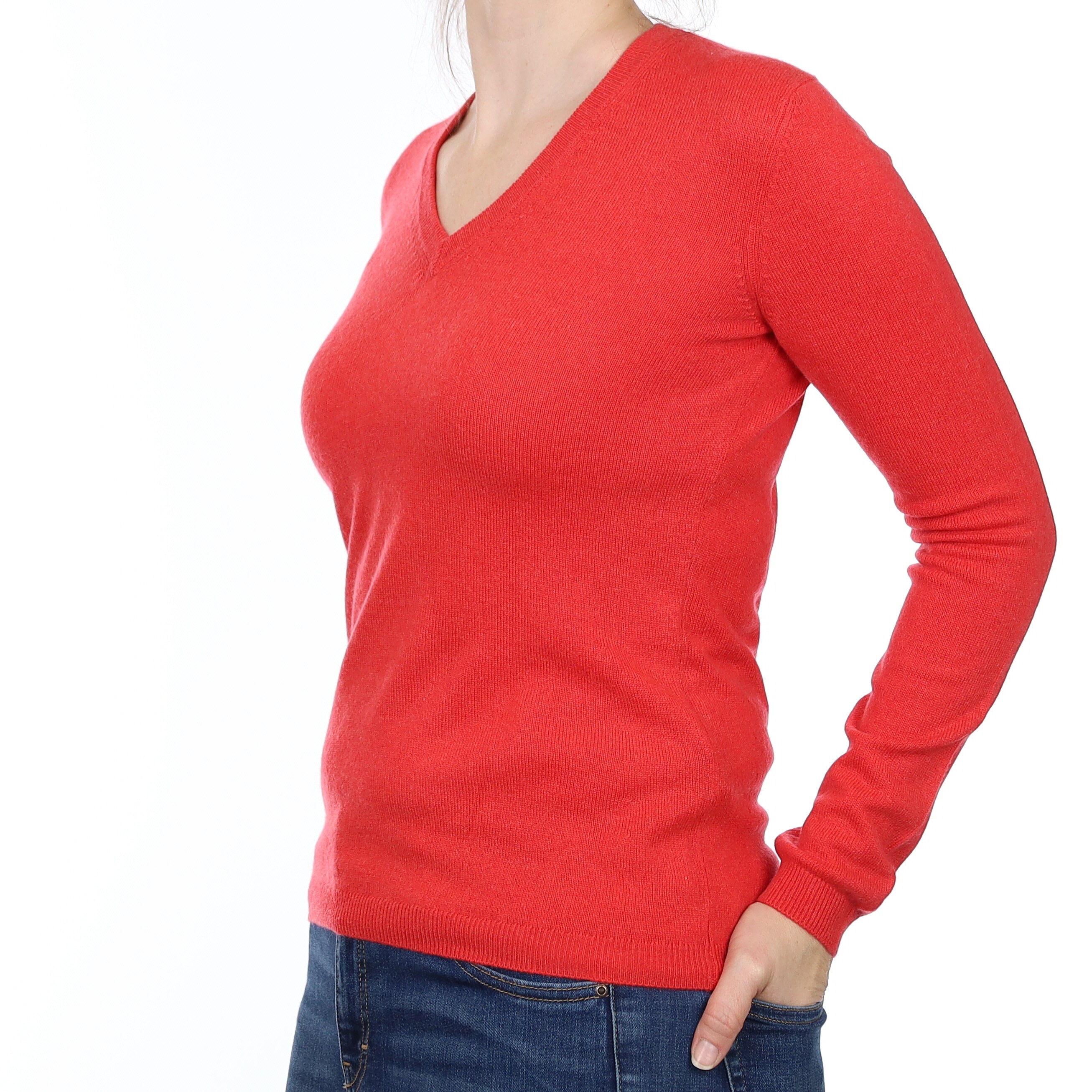 Watermelon Pink Cashmere V Neck Jumper Small
