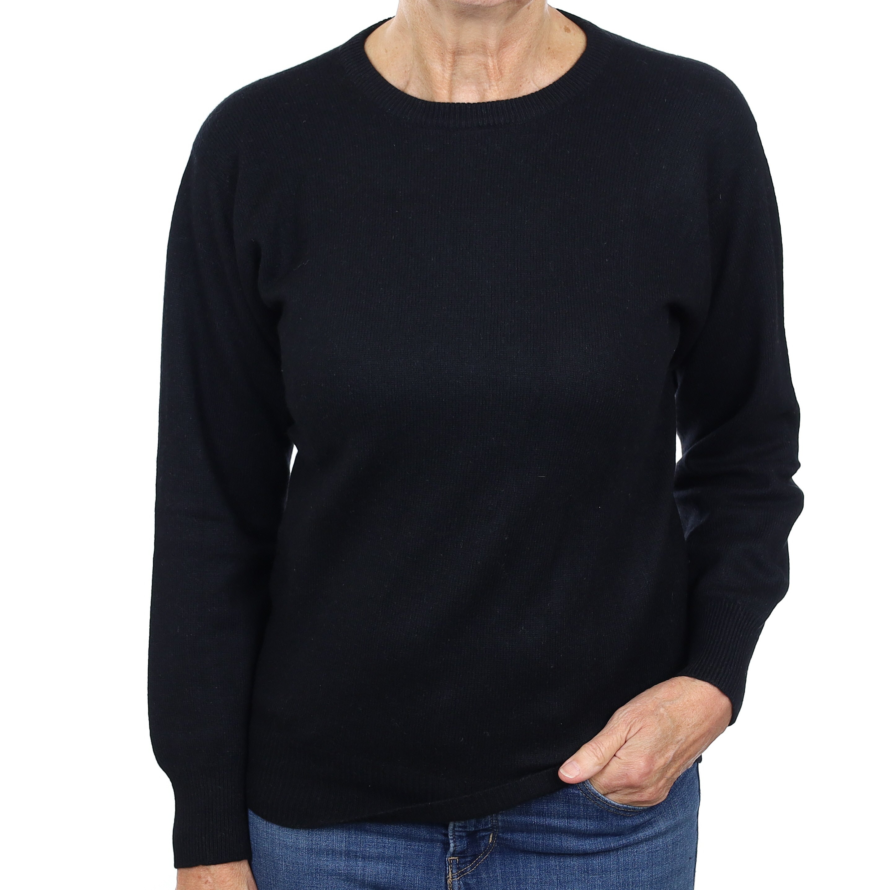 Black Cashmere Crew Neck Jumper Medium