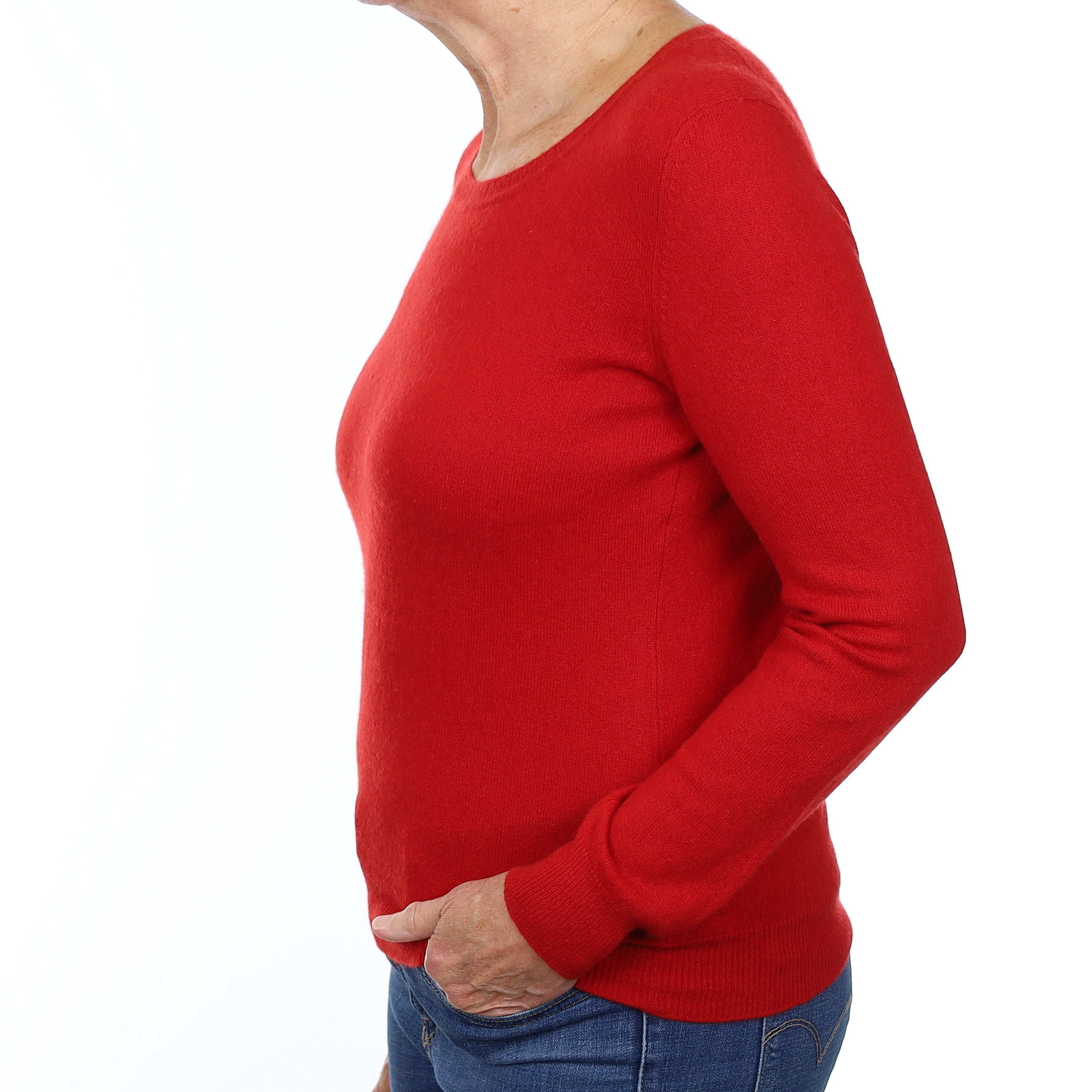 Scarlet Red Cashmere Crew Neck Jumper Medium