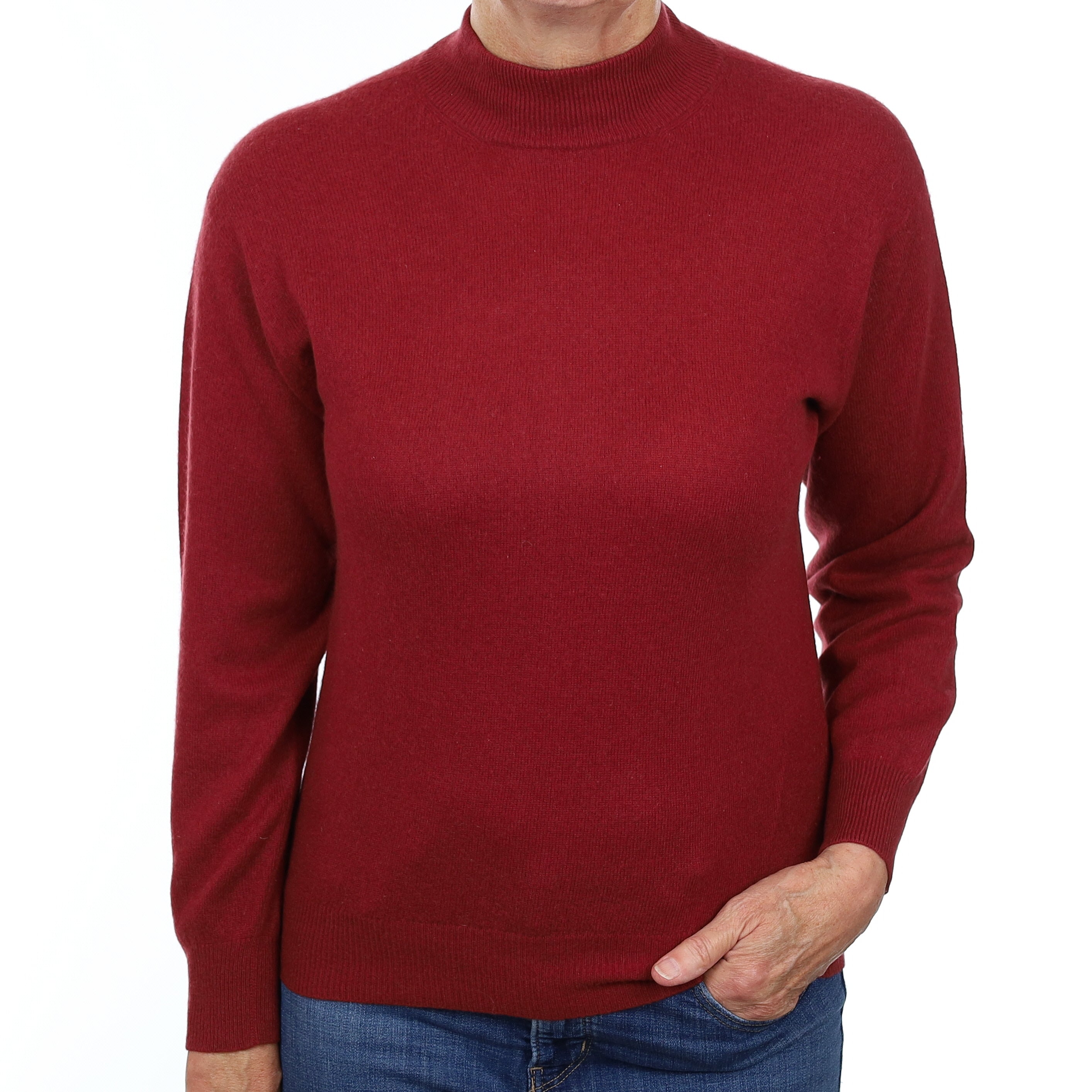 Burgundy Red Cashmere Turtleneck Jumper Medium