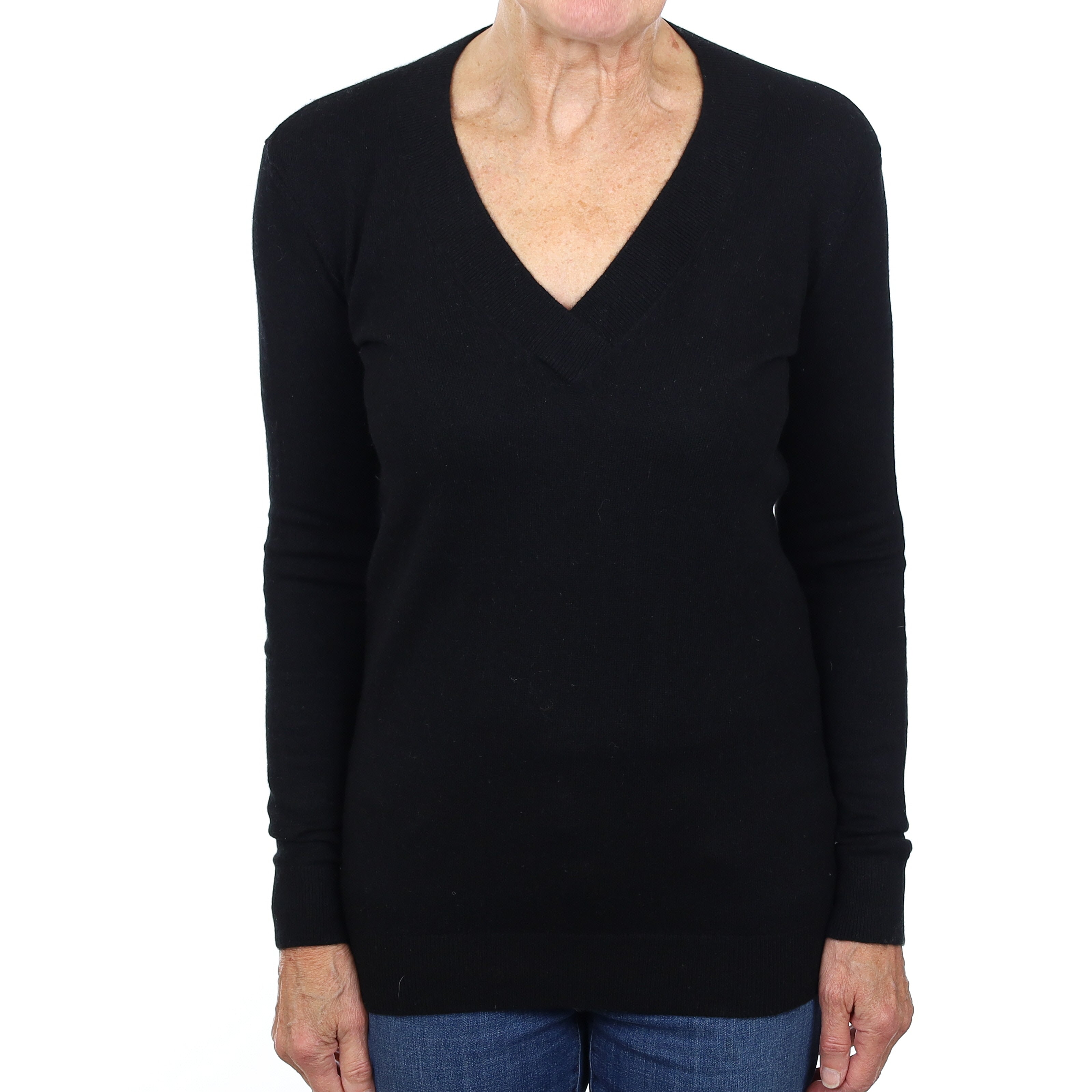 Vince Black Cashmere V Neck Jumper Medium