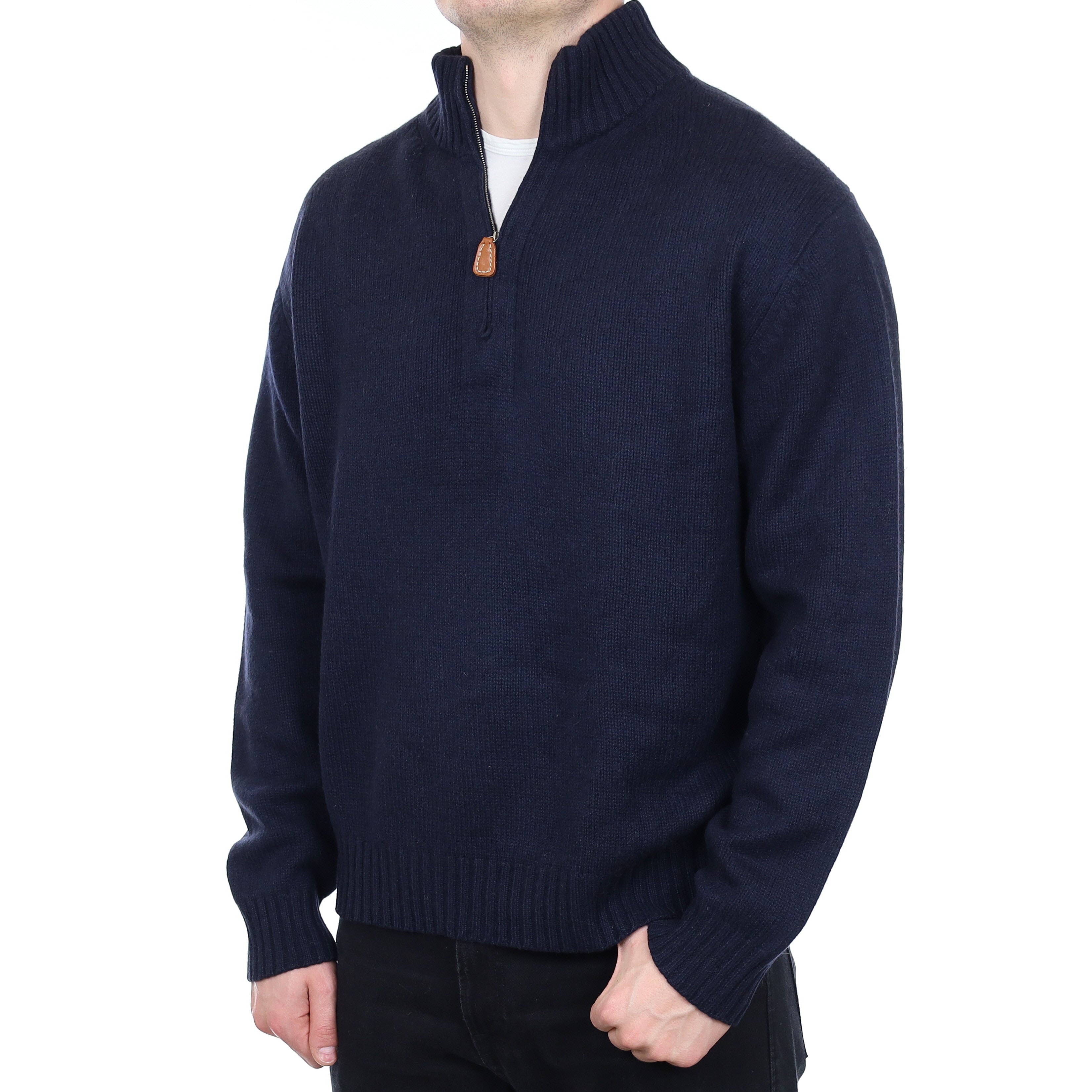 Men's Daniel Cremieux Navy Heavy Knit Cashmere 1/4 Zip Jumper XL