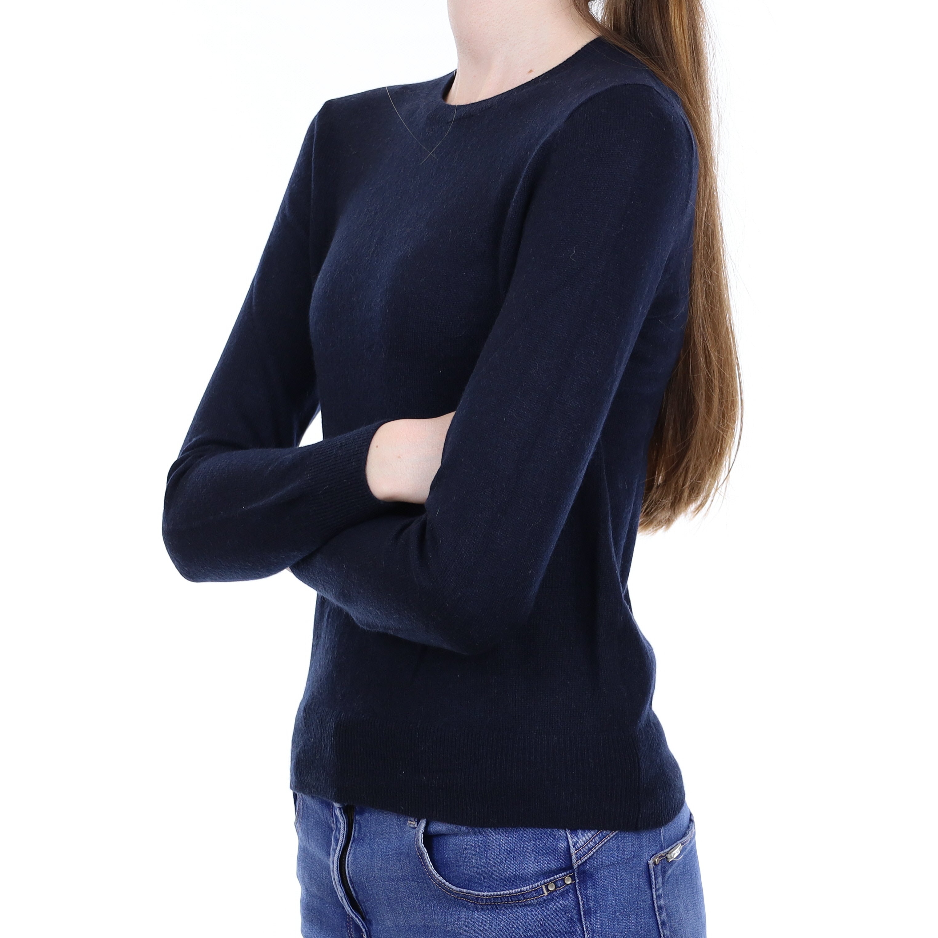 Dark Navy Cashmere Crew Neck Jumper Extra Small
