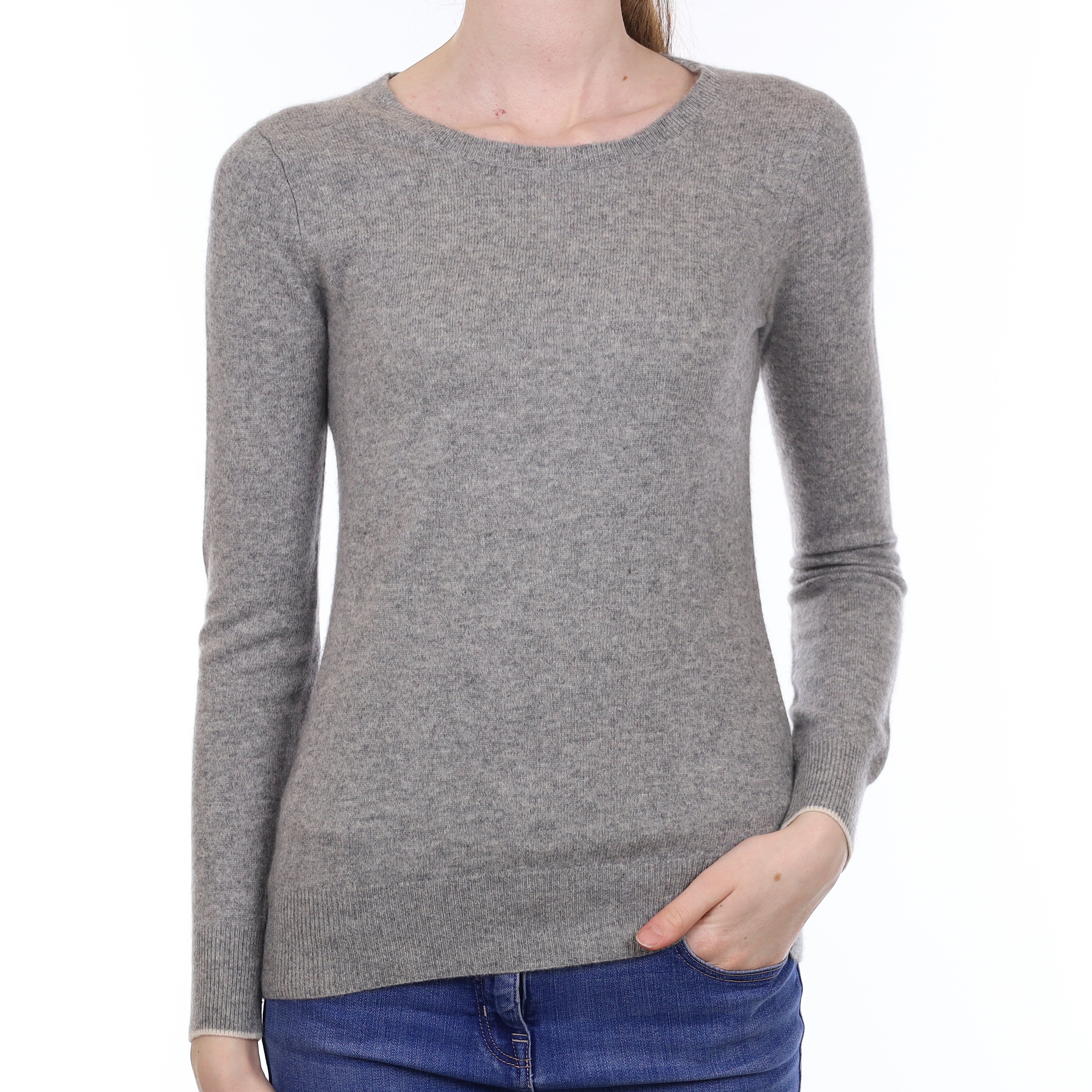 Smoke Grey Cashmere Crew Neck Jumper Extra Small