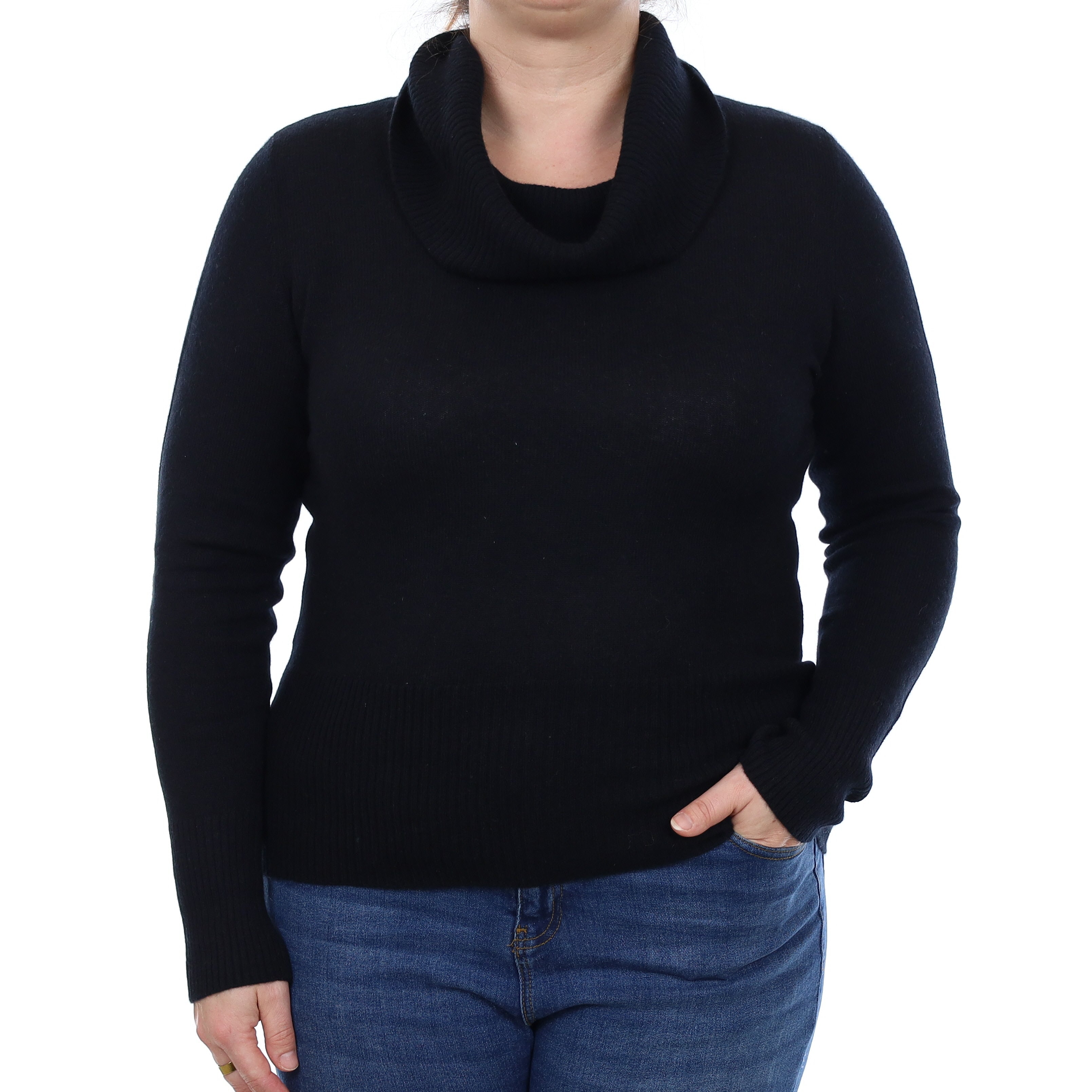 Black Cashmere Cowl Neck Jumper Large
