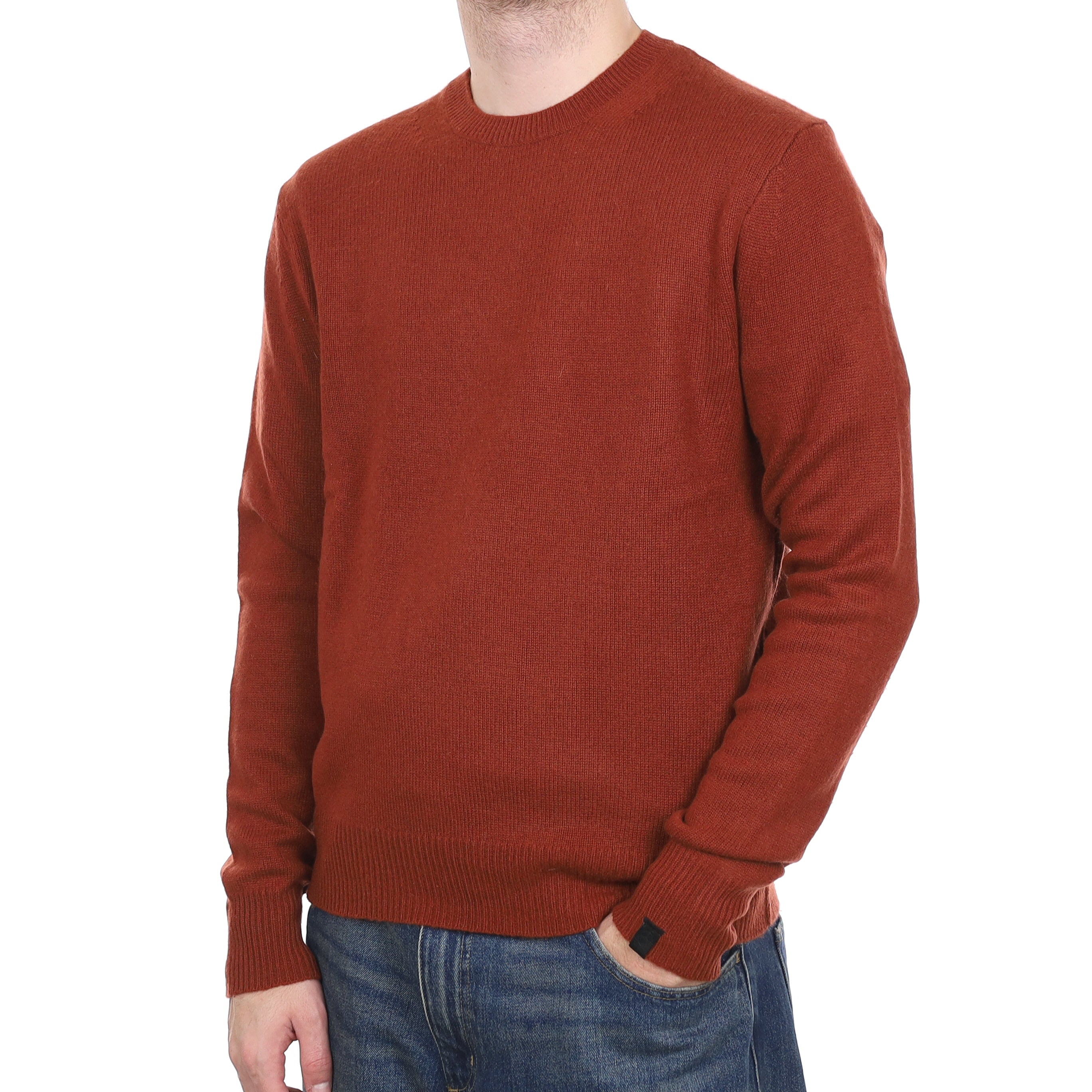 Men's Rag & Bone Rust Heavy Knit Cashmere Crew Neck Jumper Medium
