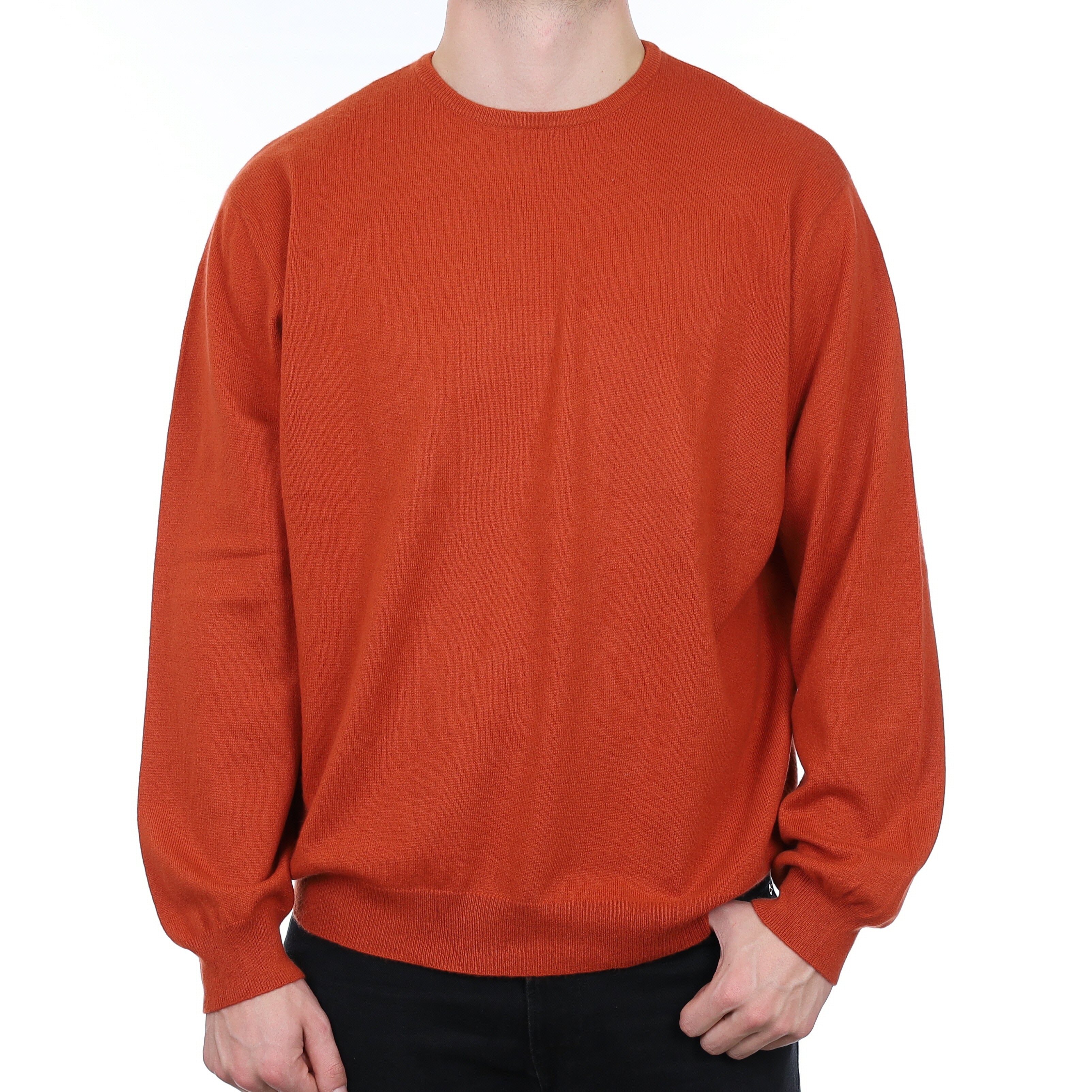 Men's Burnt Orange Cashmere Crew Neck Jumper XXL