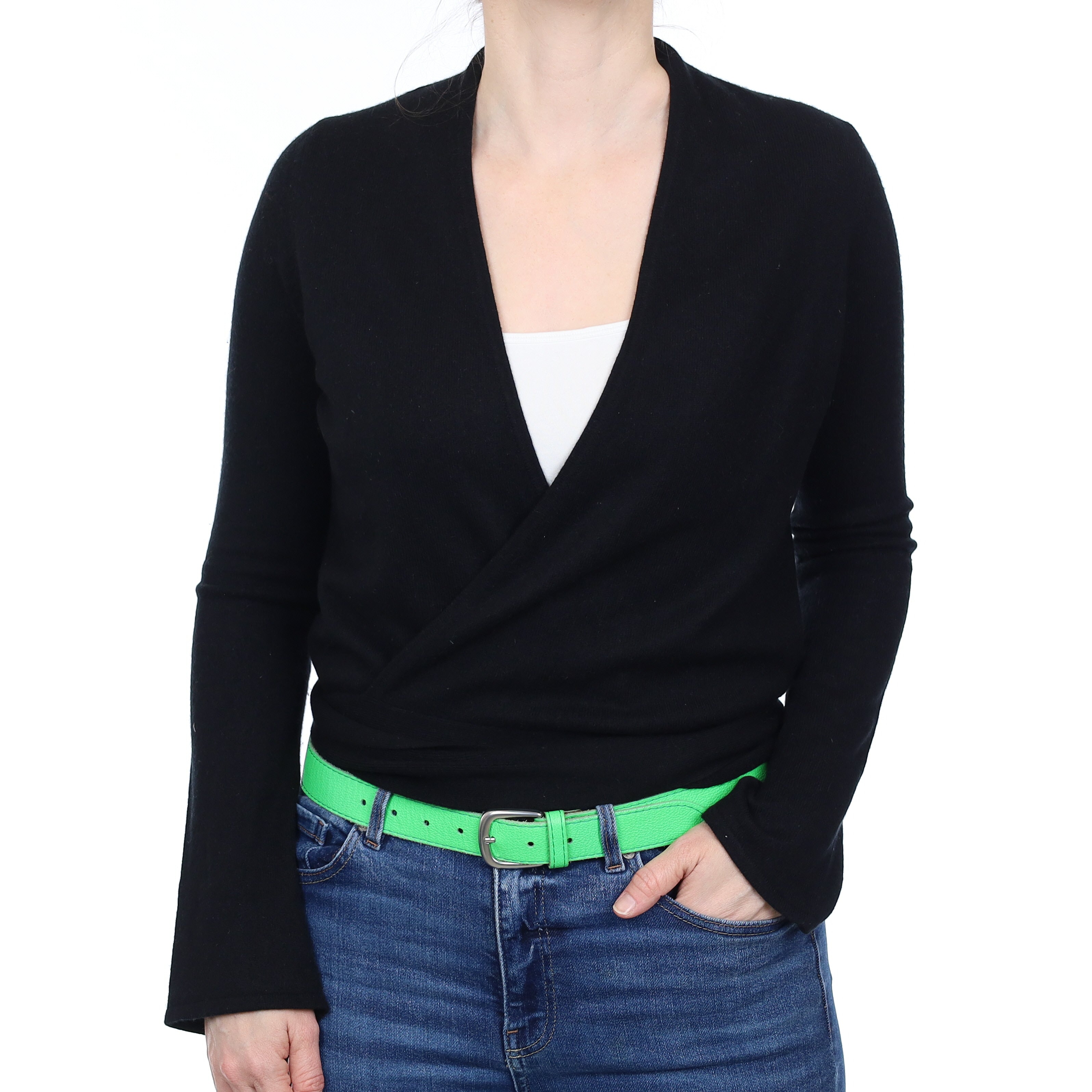 Black Cashmere Wrap Around Cardigan Small