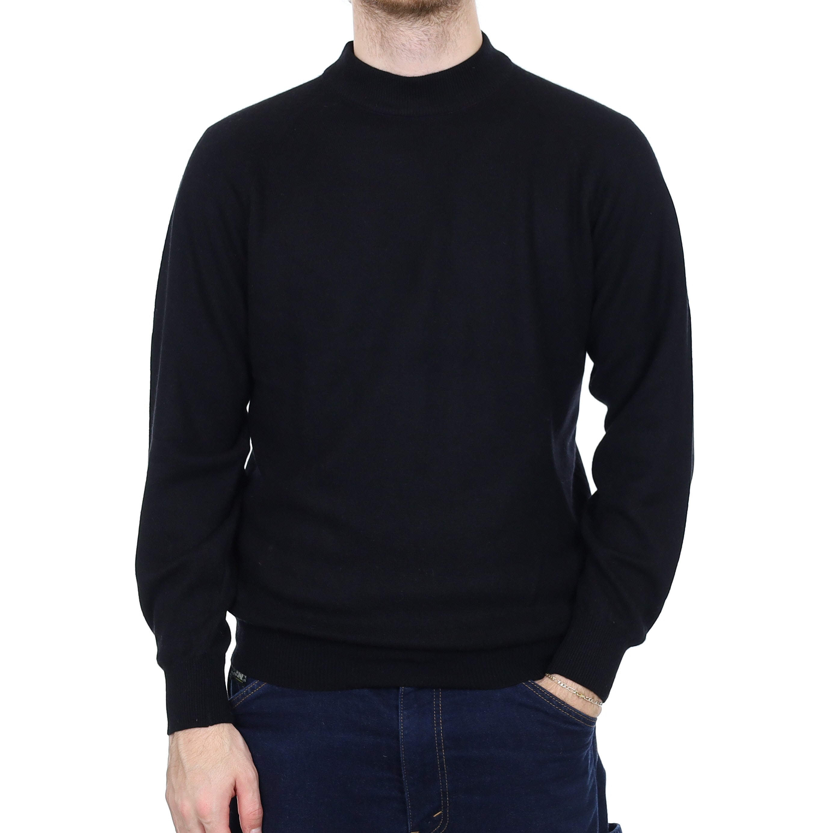 Men's Black Cashmere Turtle Neck Jumper Large