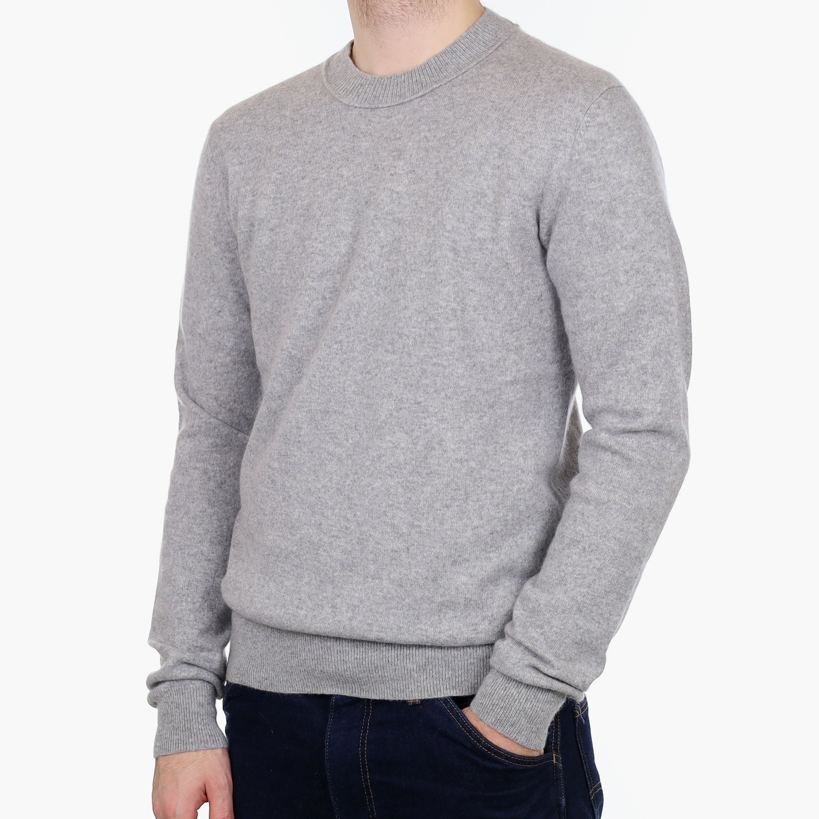 Men's Mist Grey Cashmere Crew Neck Jumper Medium