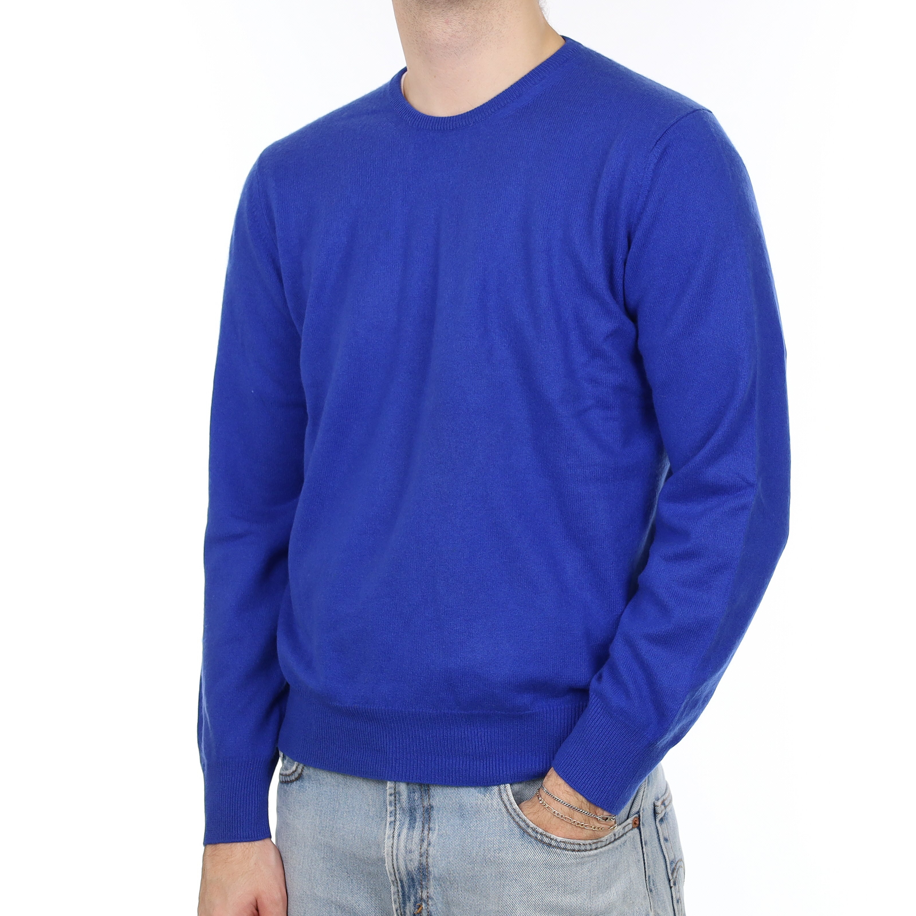 Men's Armani Cobalt Blue Cashmere Crew Neck Jumper Medium
