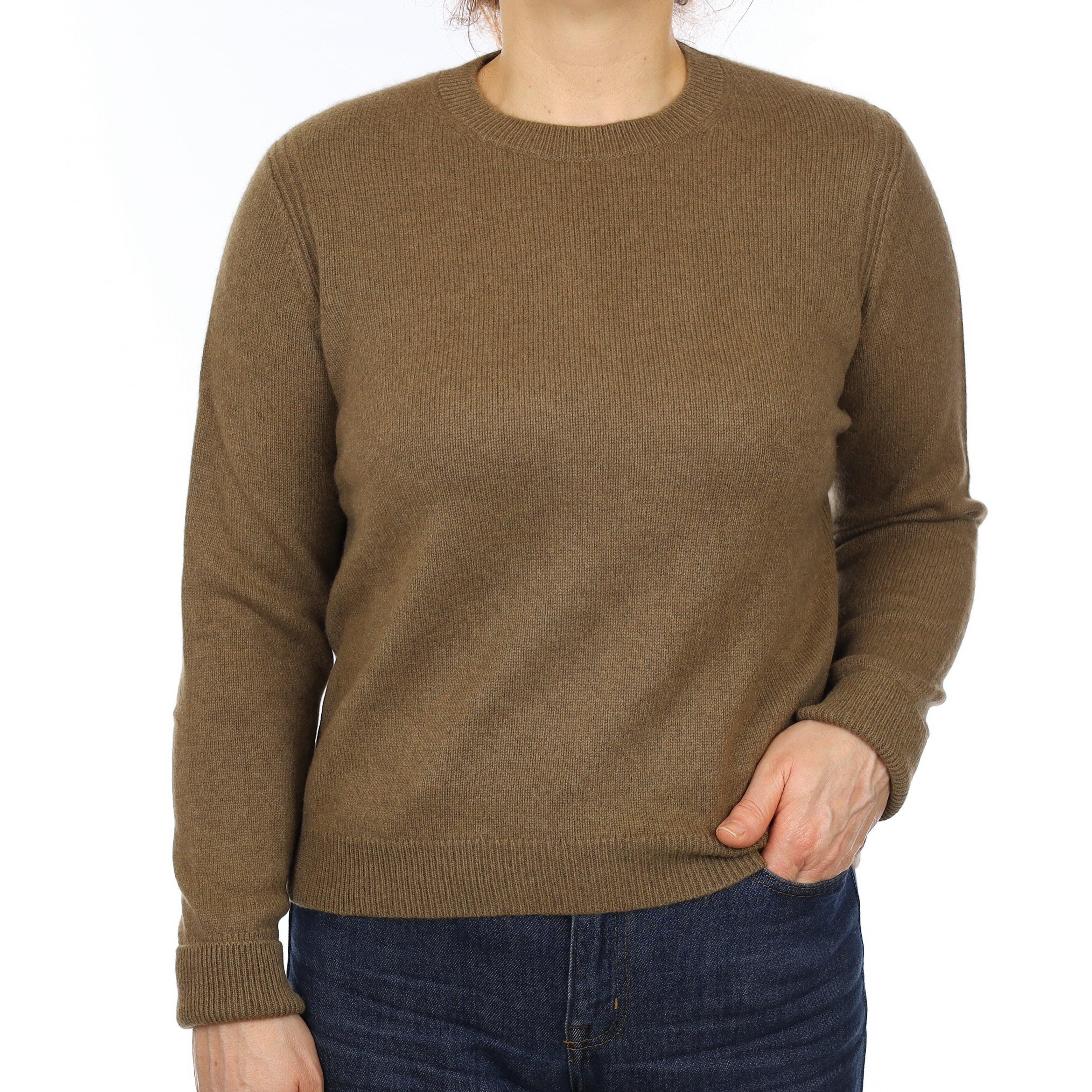 Cos Khaki Green Heavy Knit Cashmere Crew Neck Jumper Medium