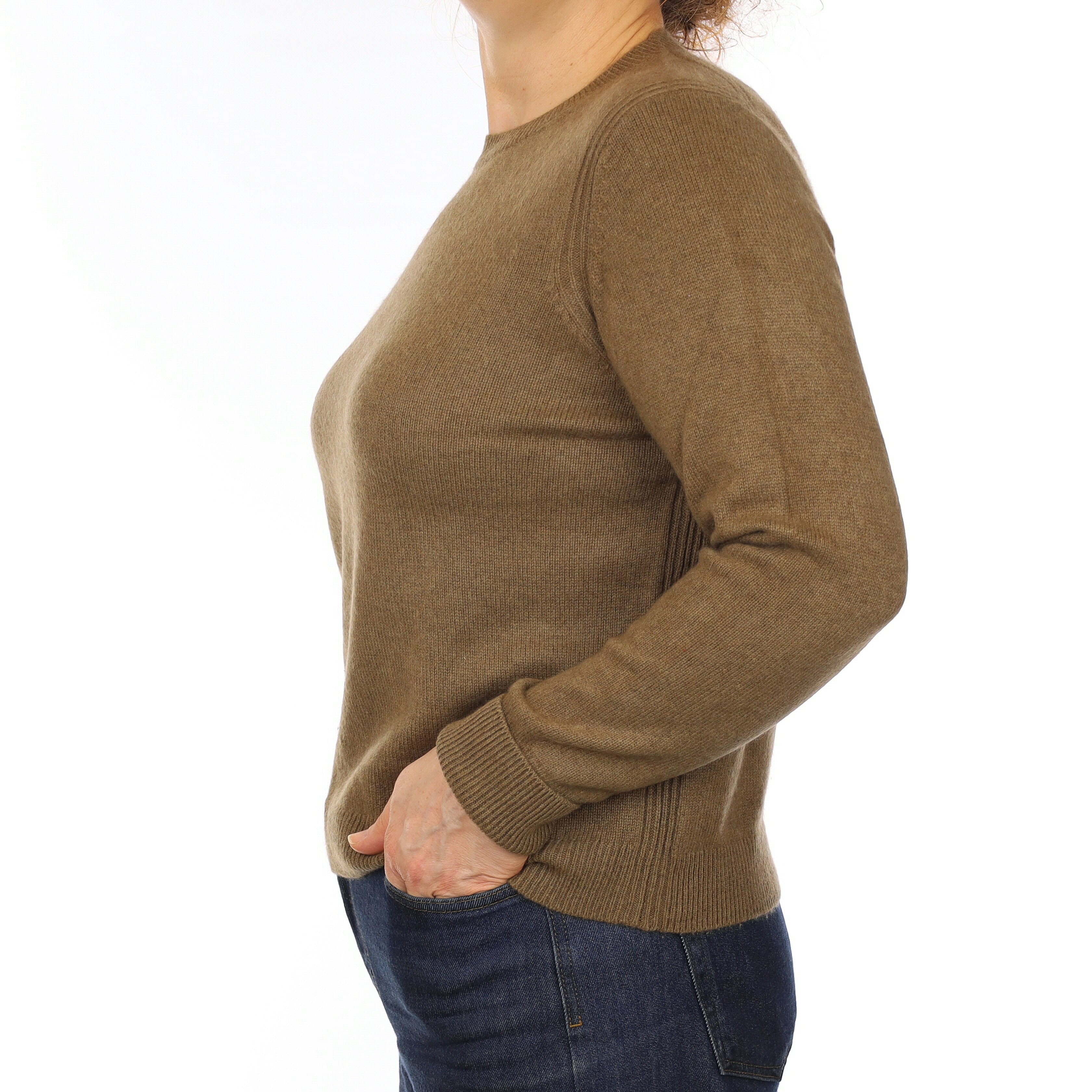 Cos Khaki Green Heavy Knit Cashmere Crew Neck Jumper Medium