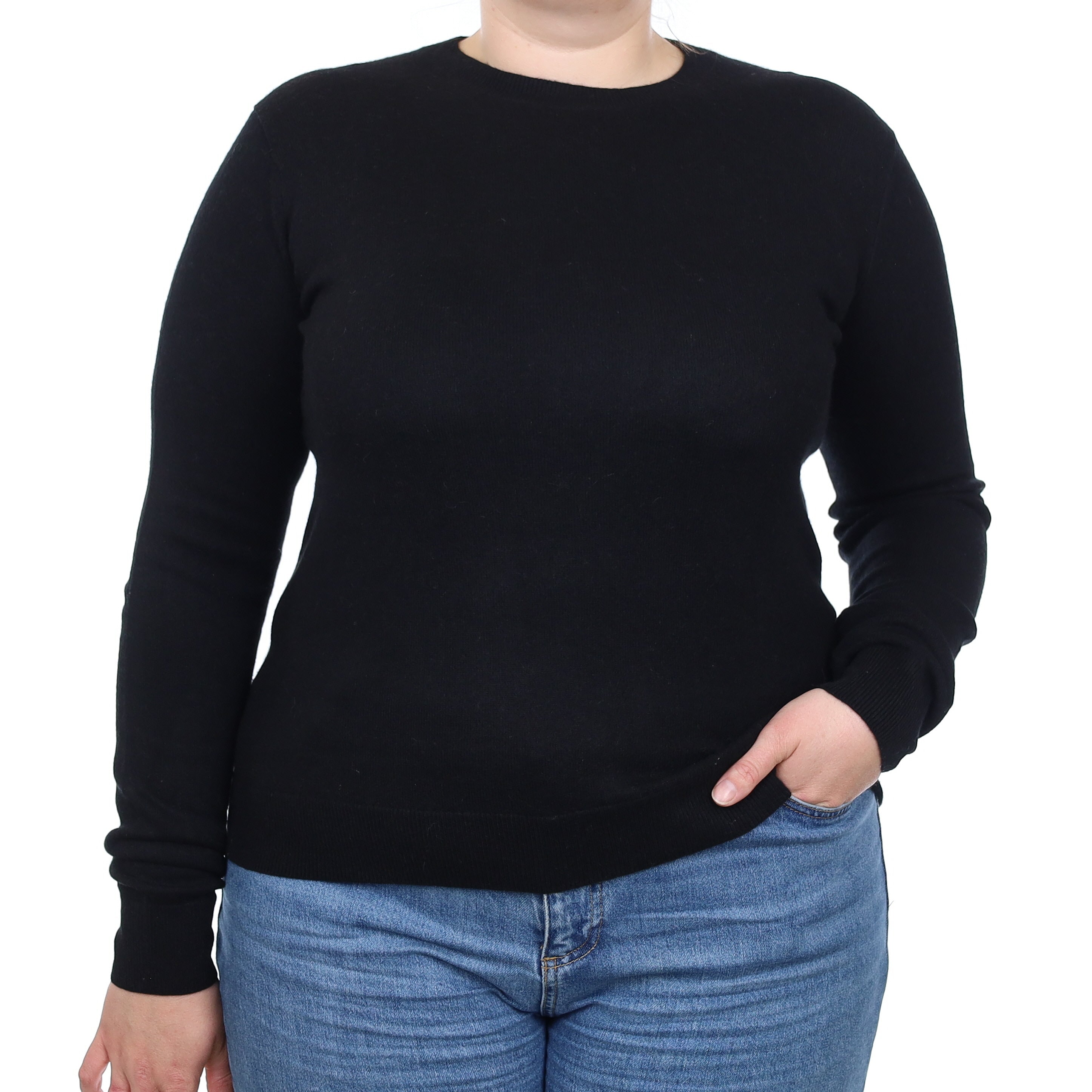 Black Cashmere Crew Neck Jumper Large