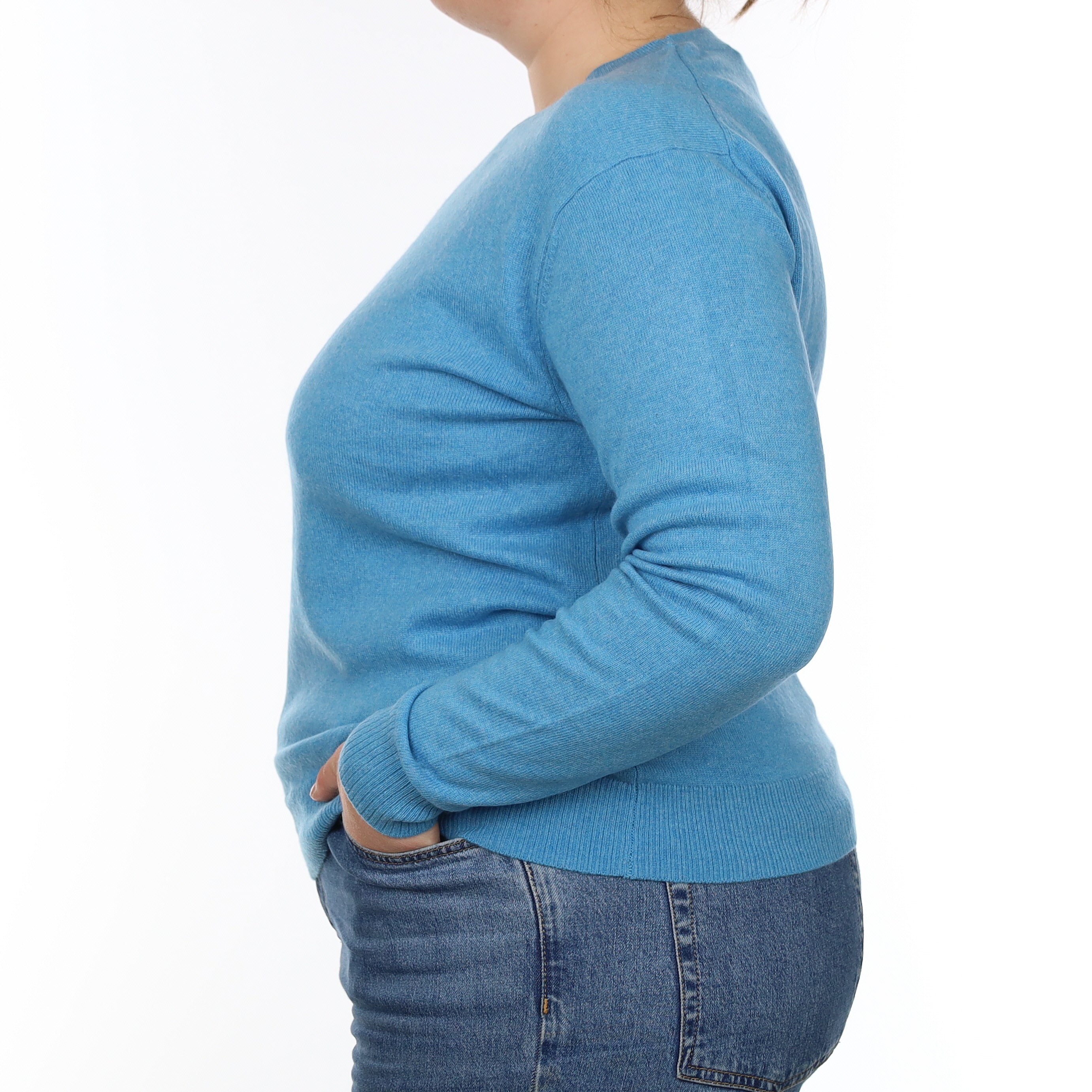 Aqua Blue Cashmere Crew Neck Jumper Large