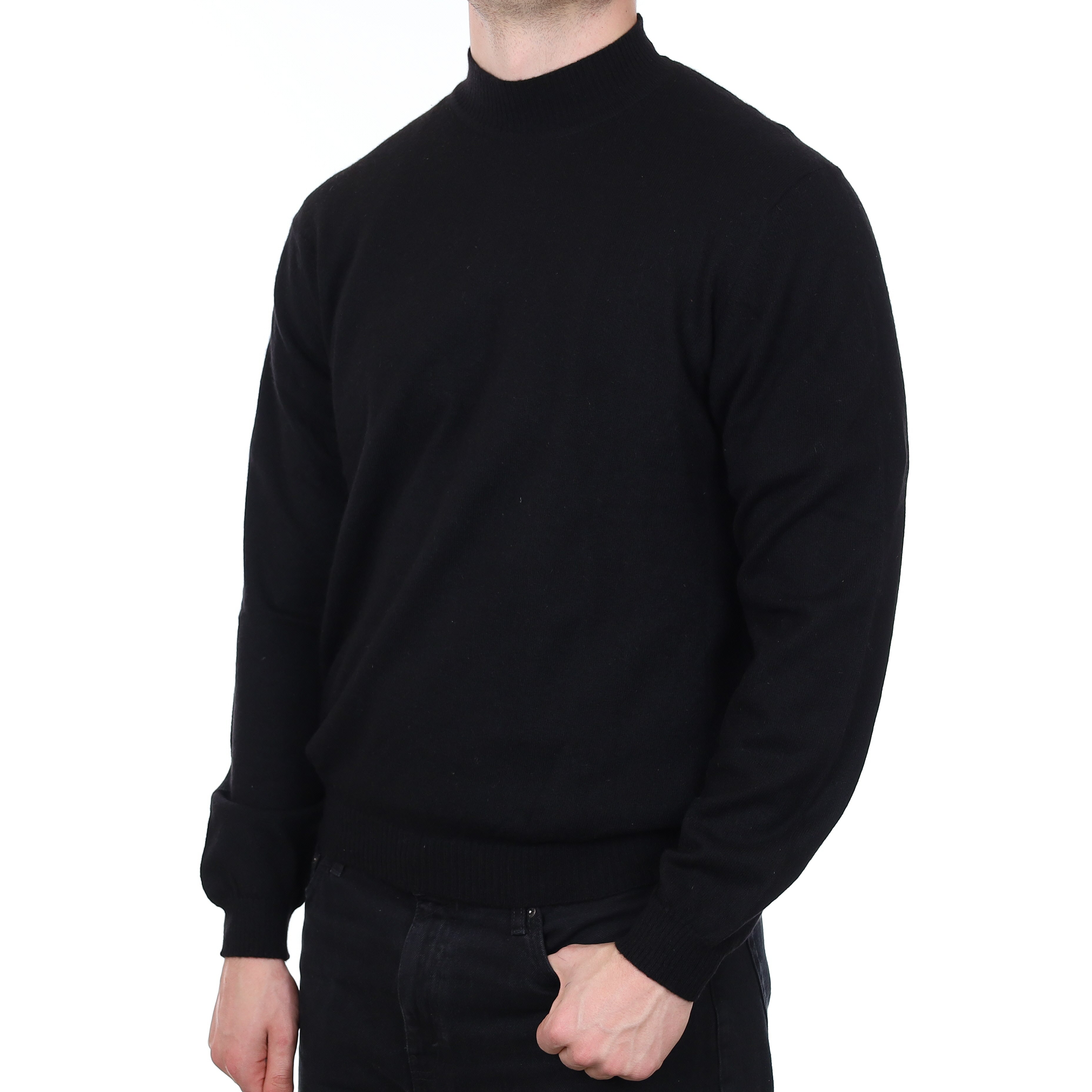 Men's Black Cashmere Turtle Neck Jumper XL