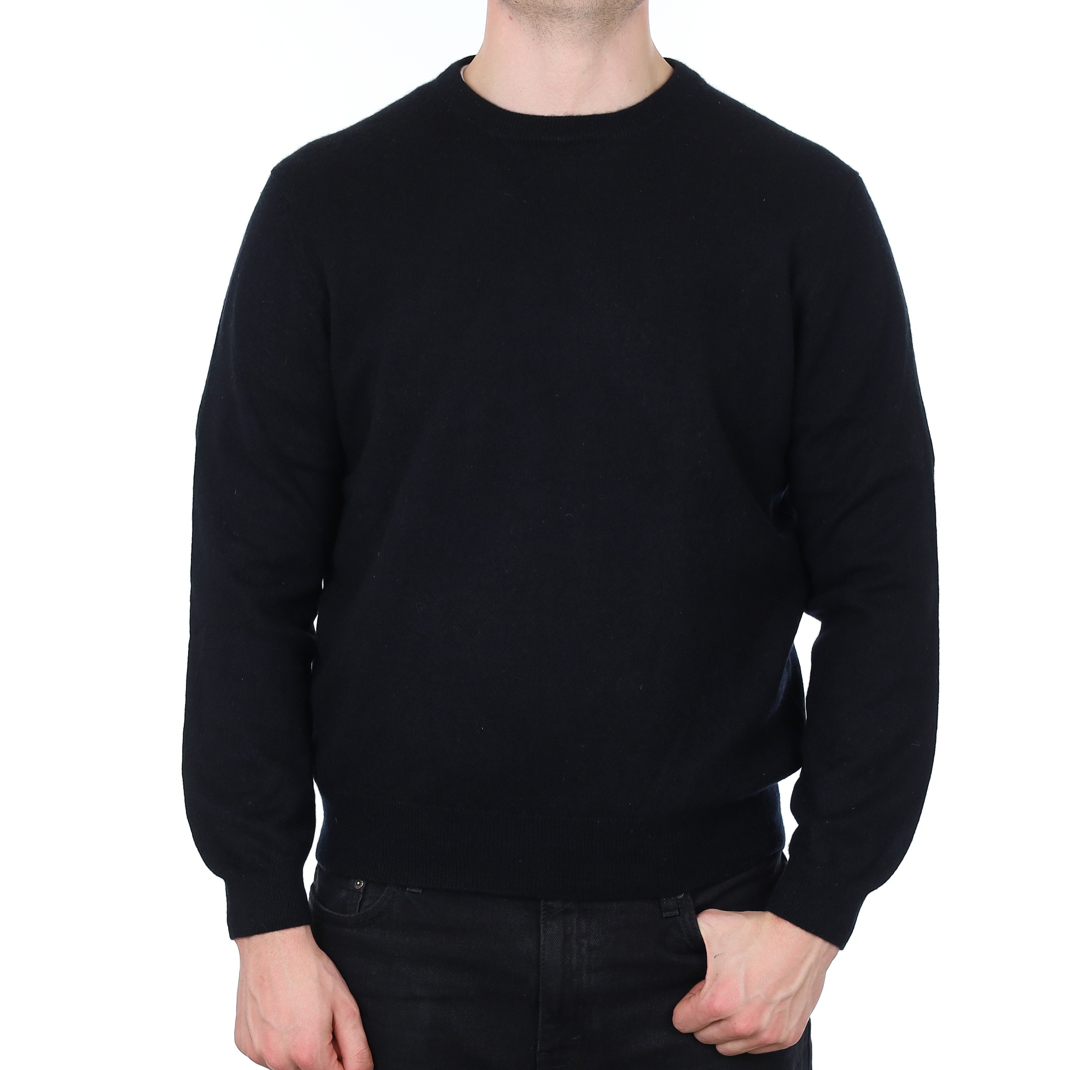 Men's Black Cashmere Crew Neck Jumper XL