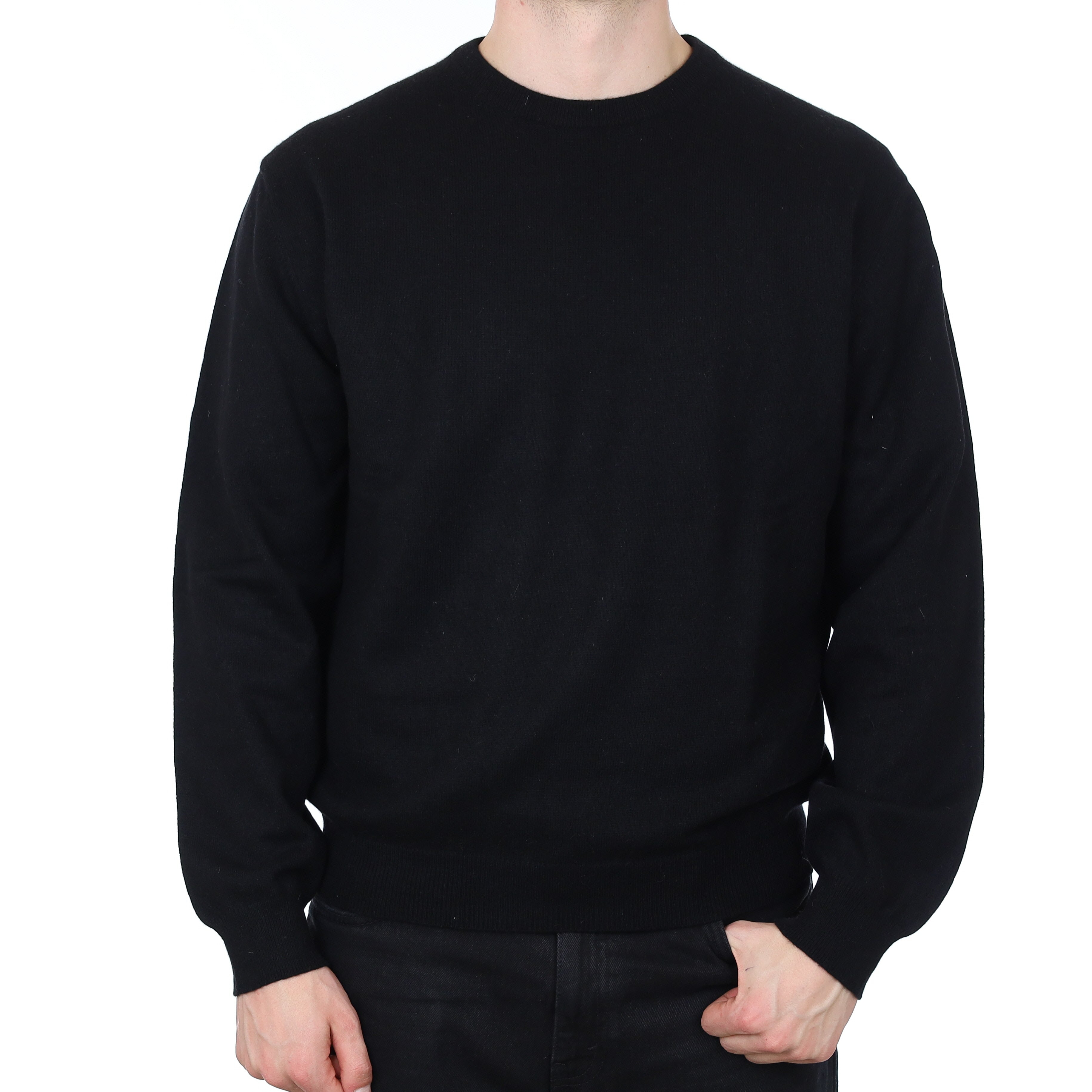 Men's Black Cashmere Crew Neck Jumper XL