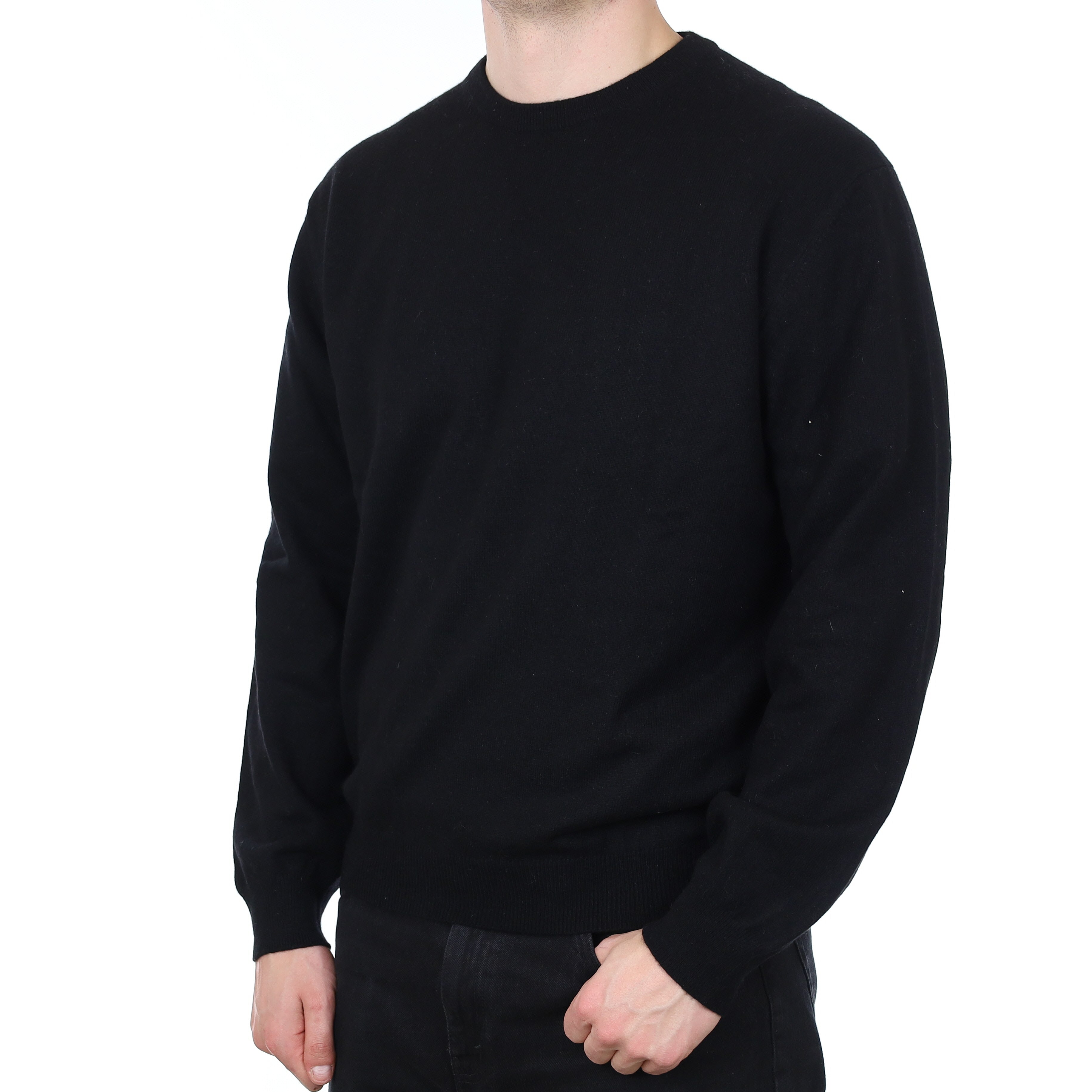 Men's Black Cashmere Crew Neck Jumper XL